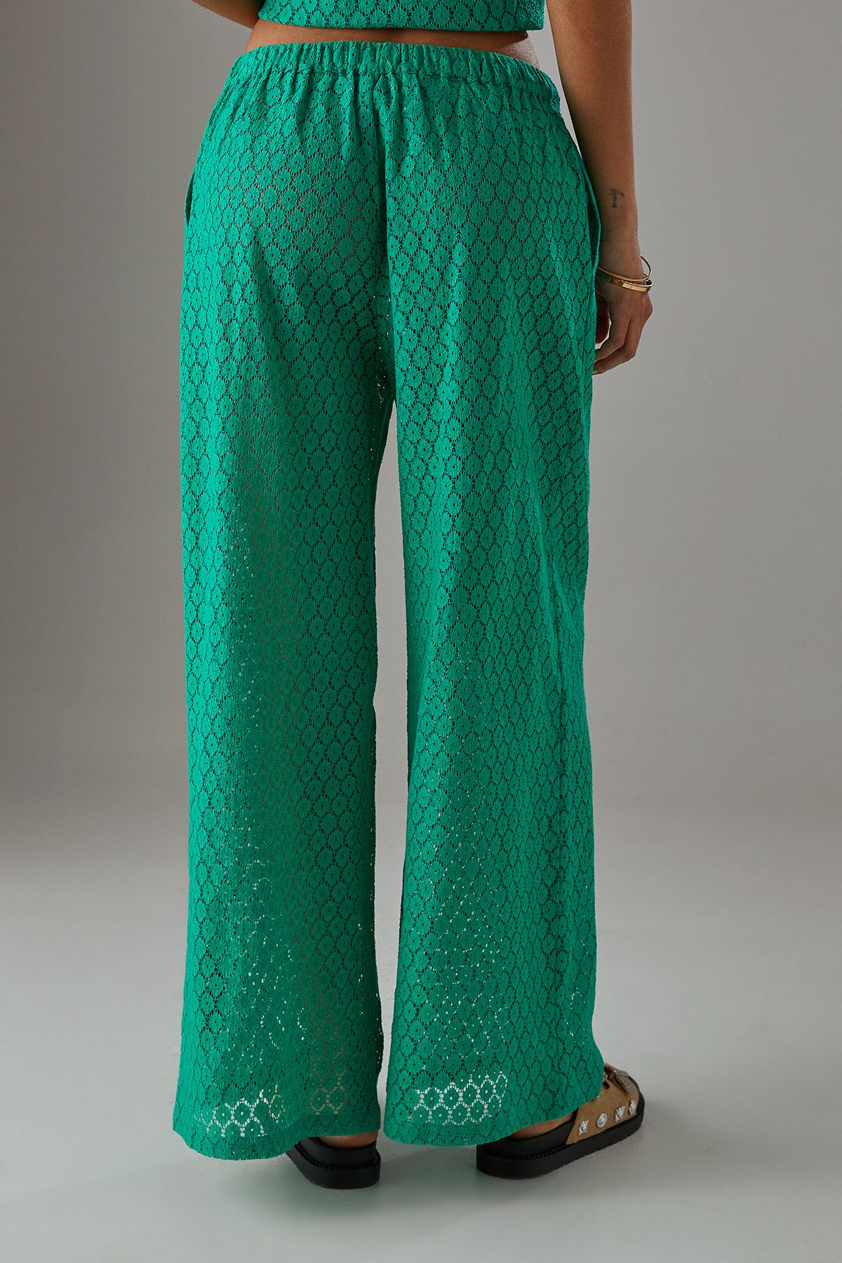 Warehouse Crochet Tie Side Tank Top Green image 3