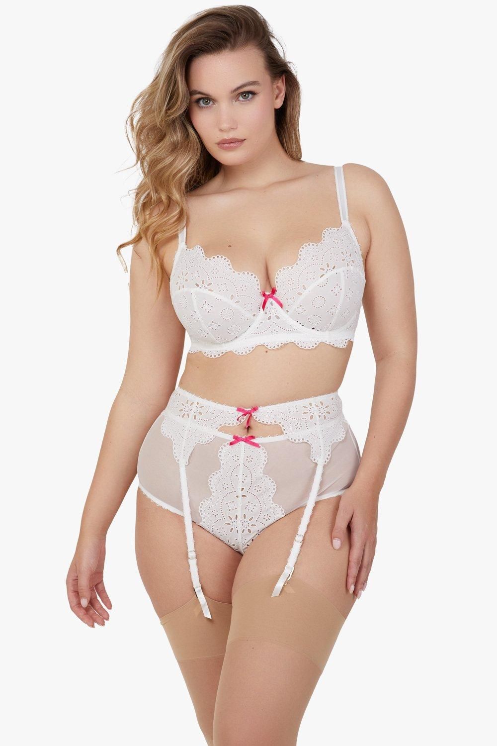 Playful Promises Camille White Broderie Suspender Belt image 2