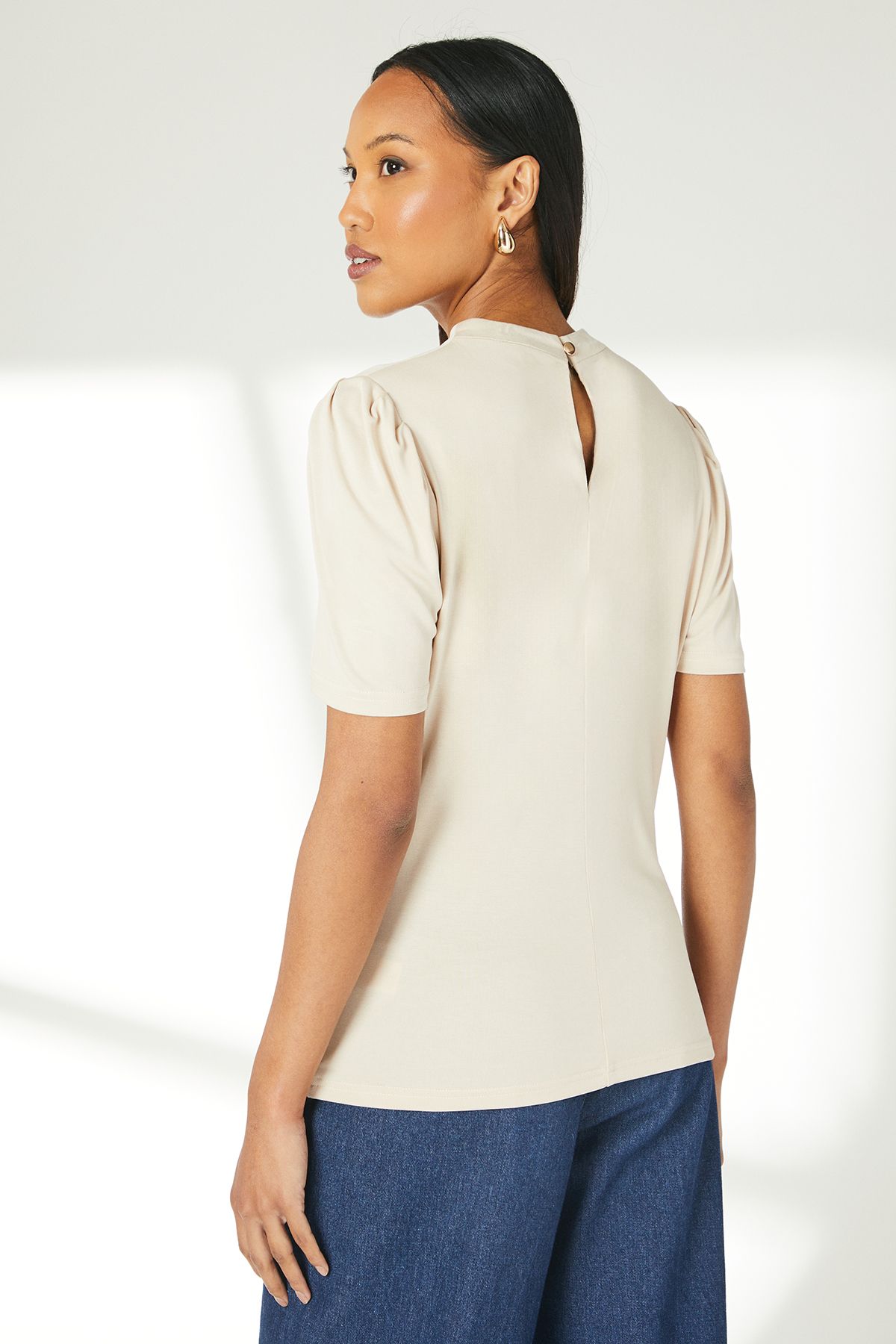 Principles Camel Twisted Neck Jersey Top Camel image 4