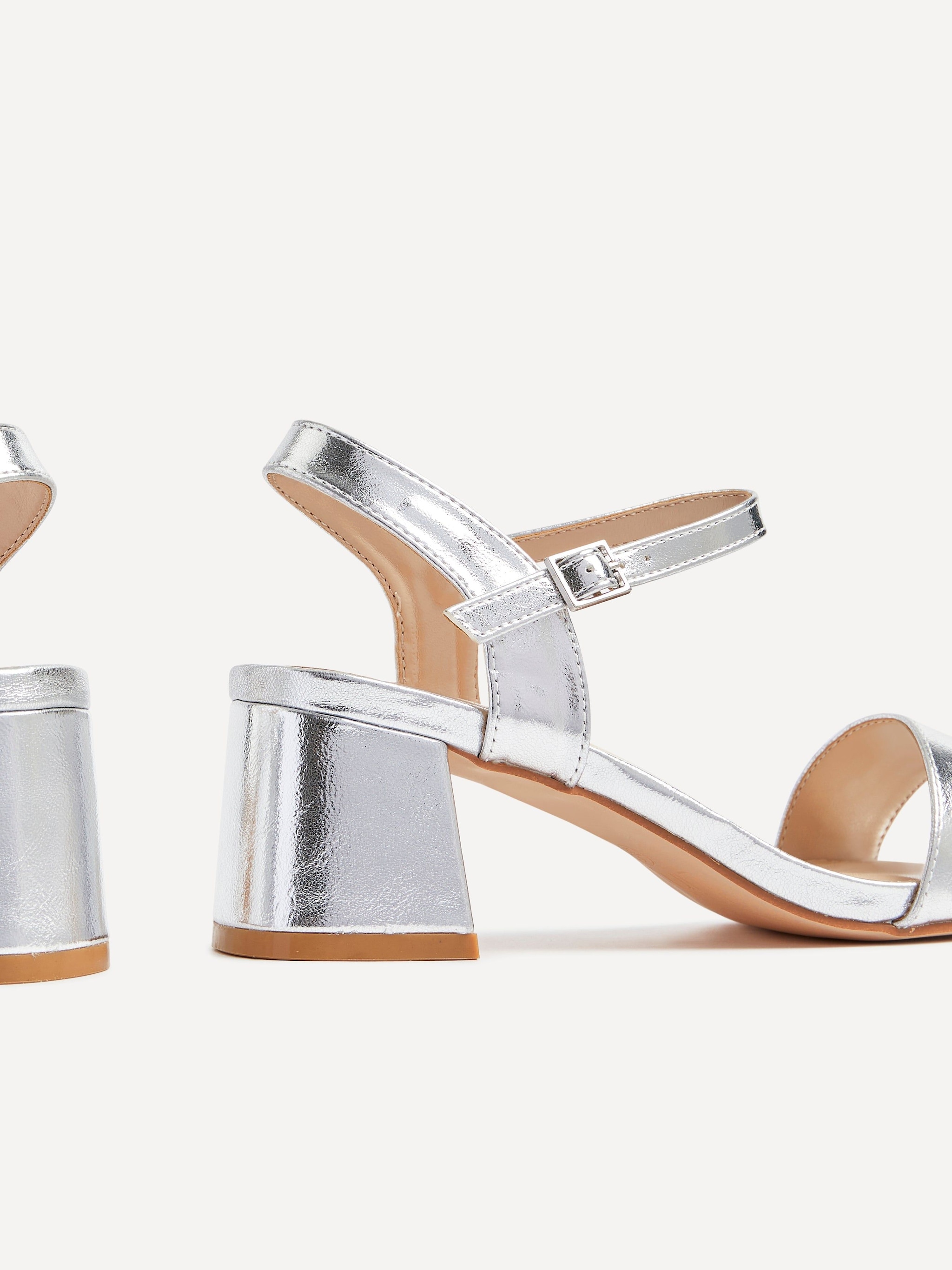 Linzi Darcie Silver Faux Leather Low Chunky Block Heeled Sandal image 5