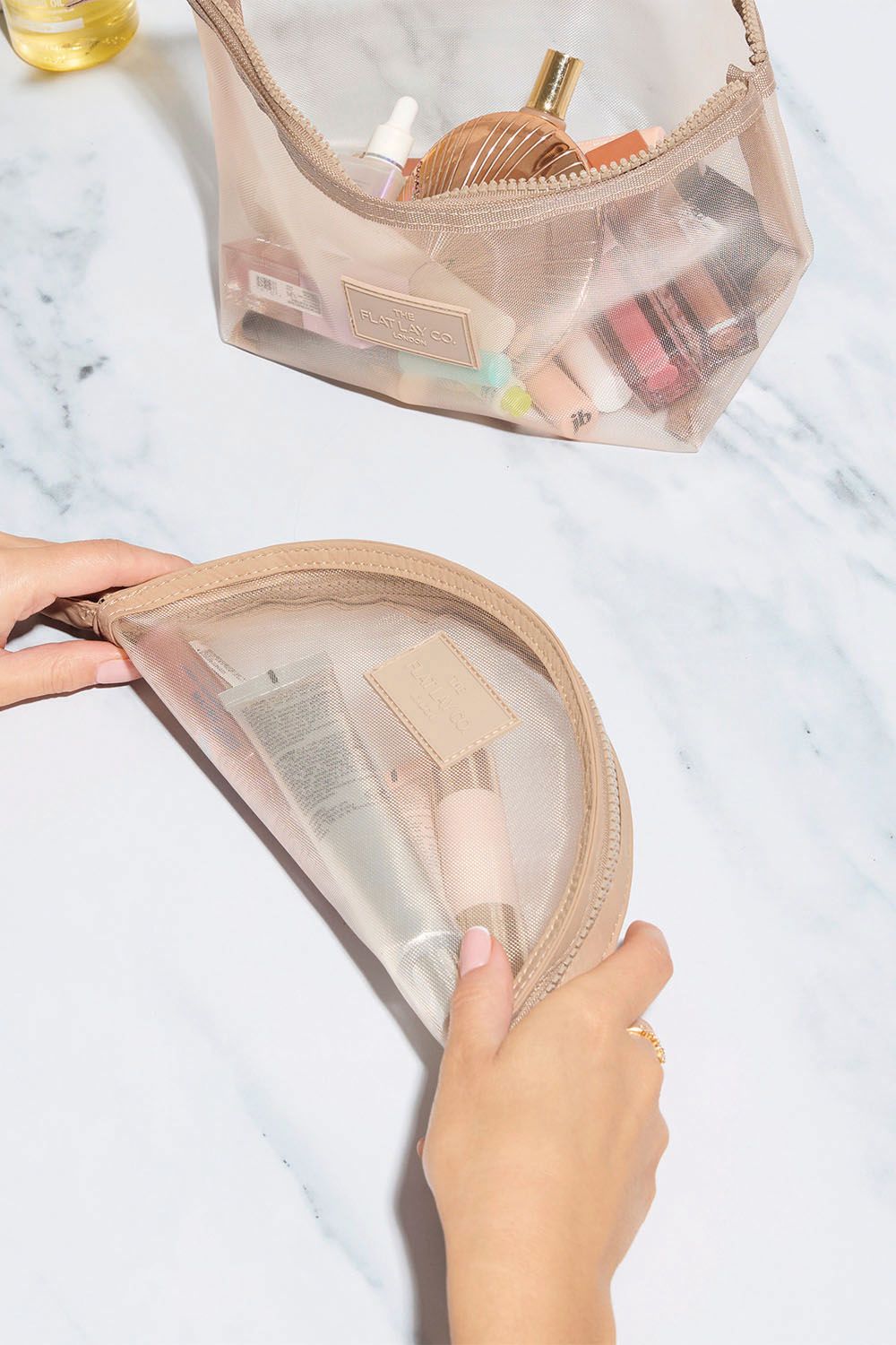 The Flat Lay Co Mesh Lunar Flat Lay Makeup Pouch - Taupe Multi image 6