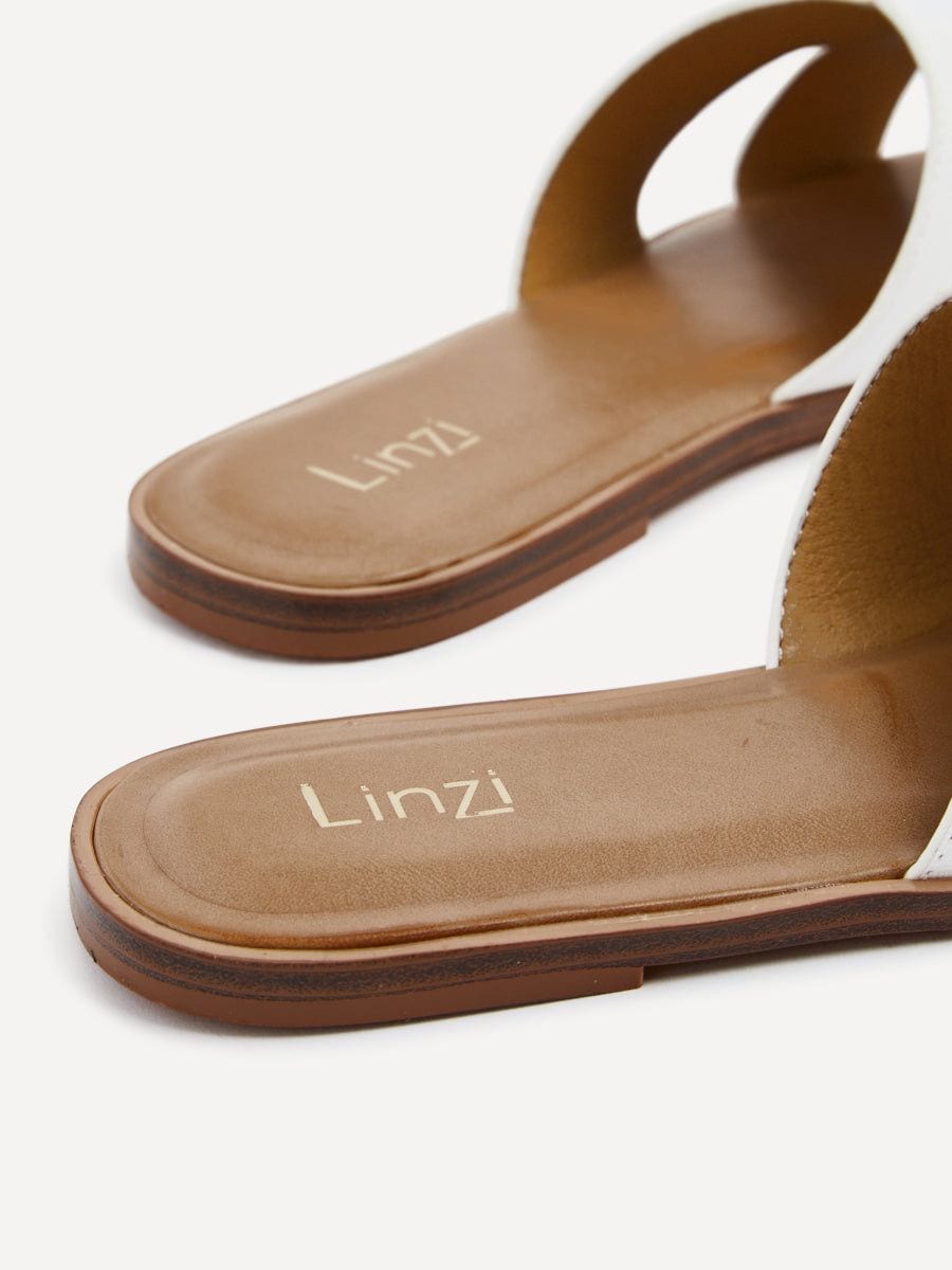 Linzi Petra White Faux Leather Link Design Flat Sandal image 5