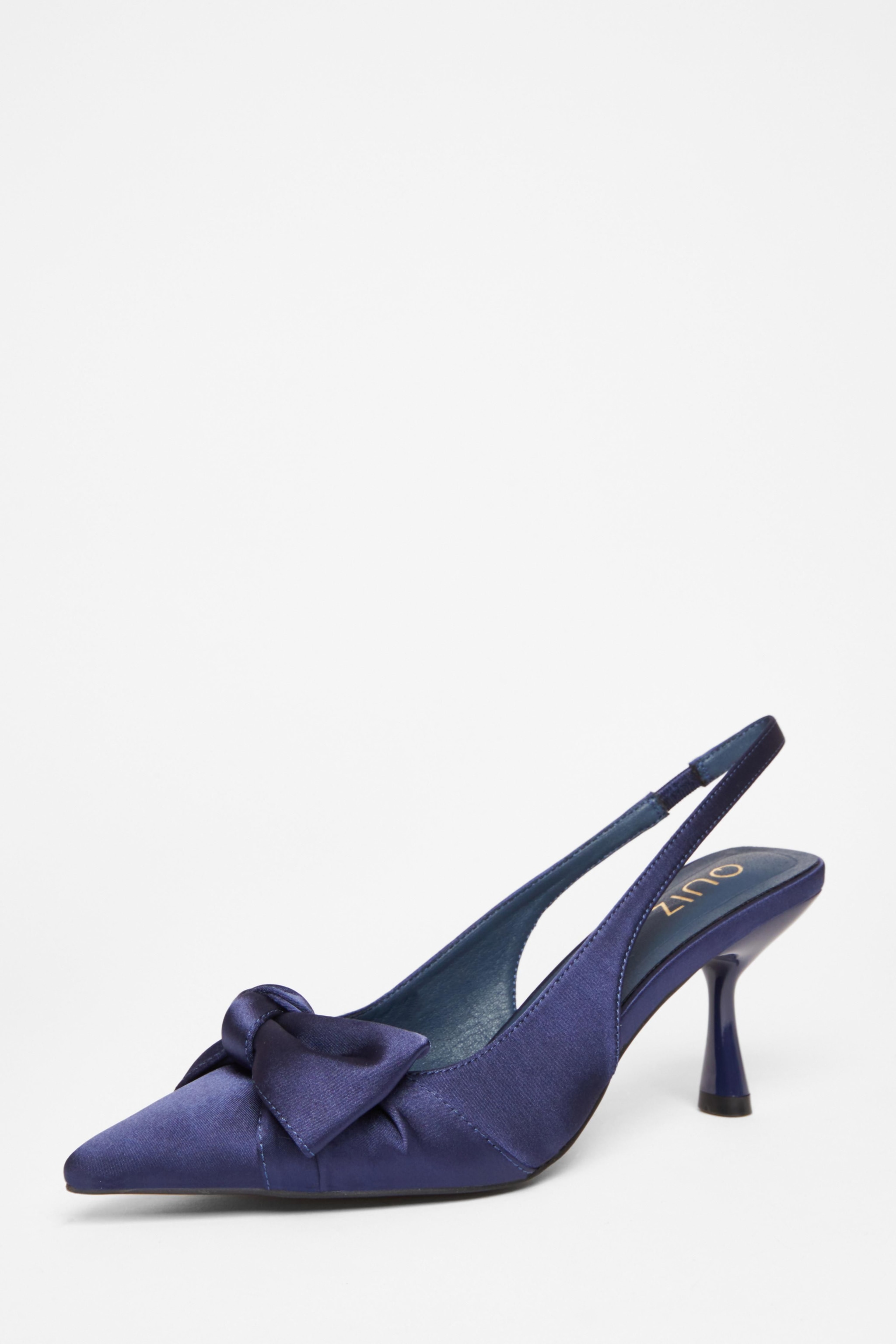 Quiz Navy Sling Back Bow Heels image 1