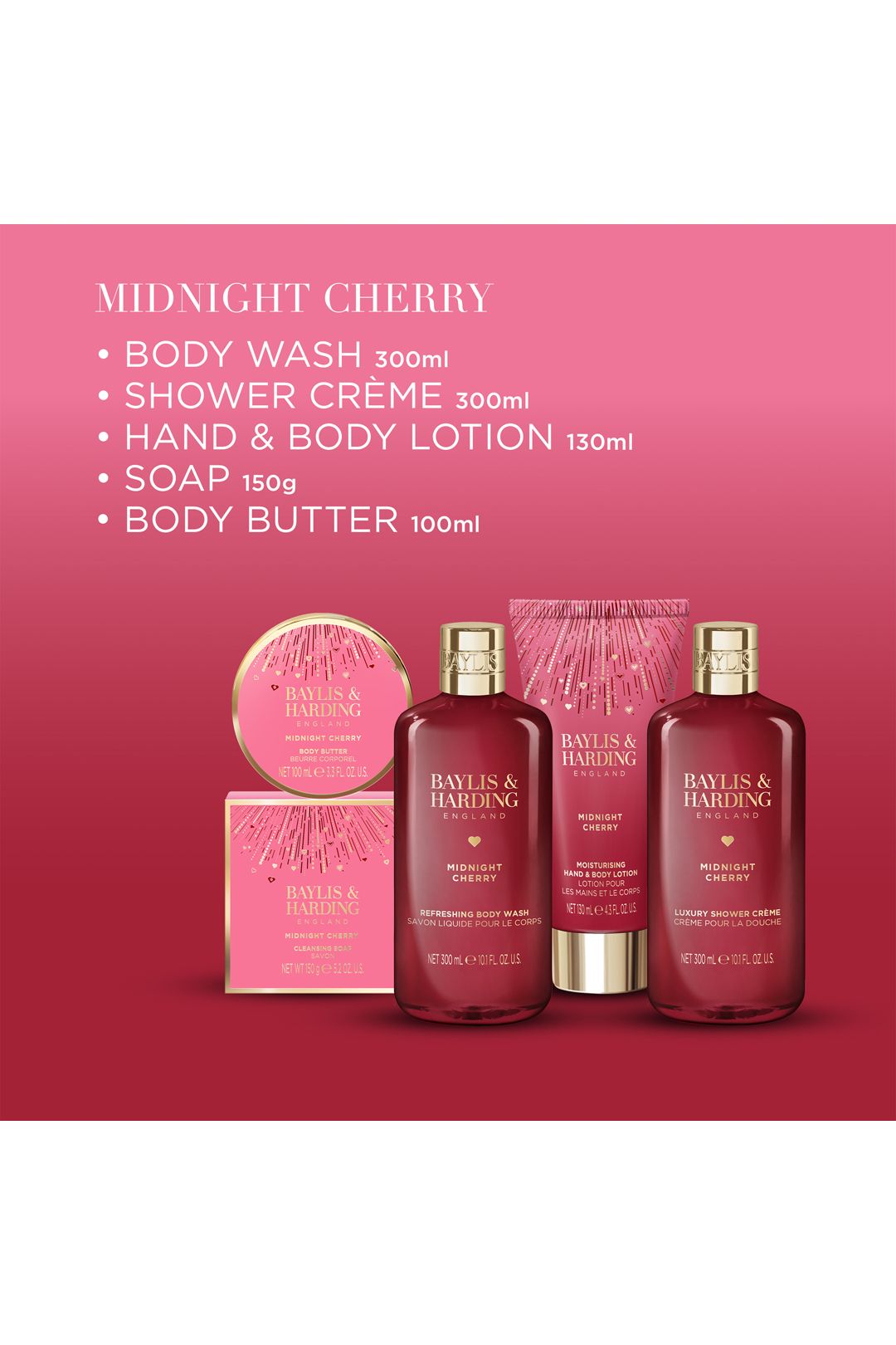 Baylis & Harding Midnight Cherry Perfect Pamper Gift Set Multi image 4