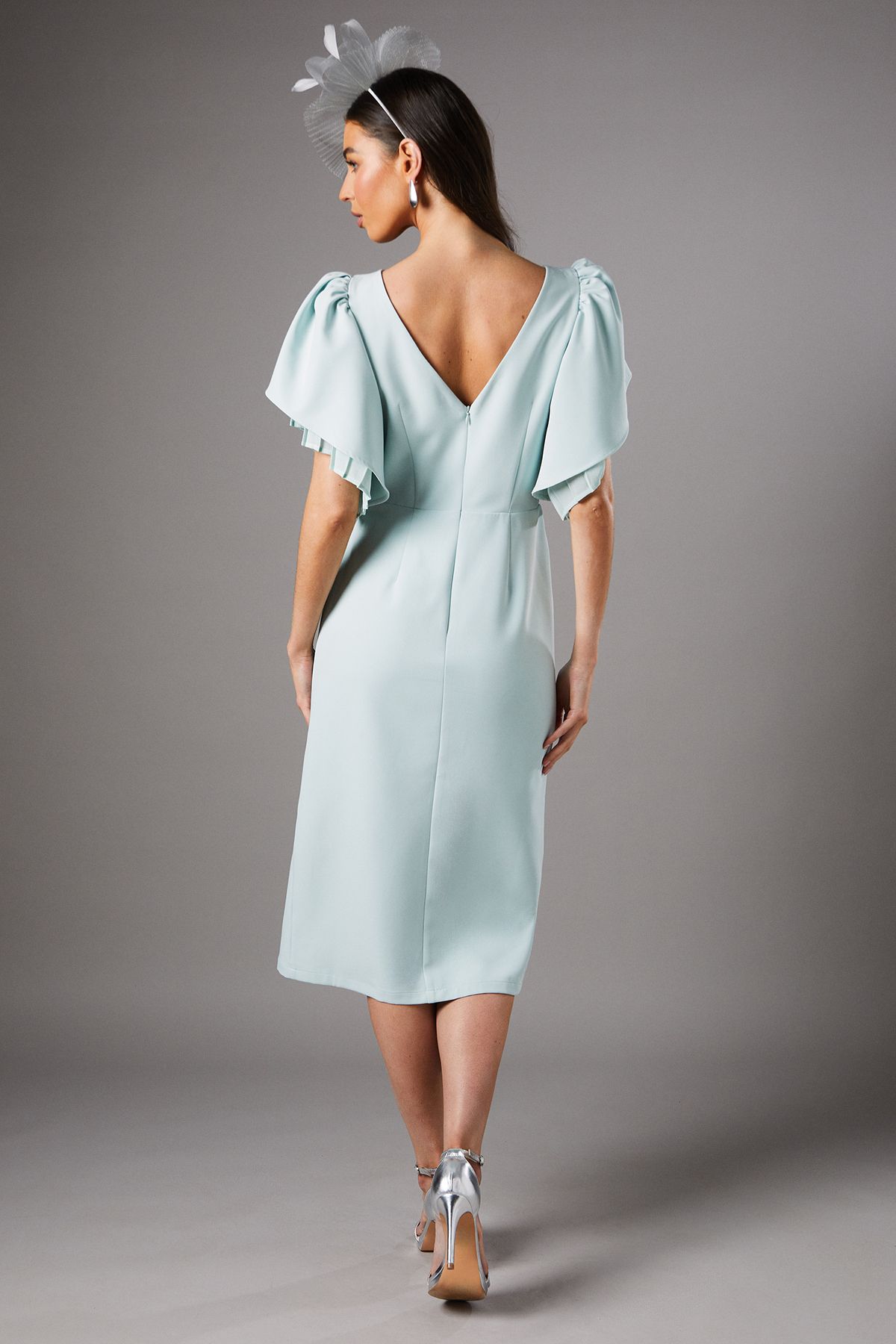 Coast Pleat Double Layer Sleeve Pencil Dress Sage image 3