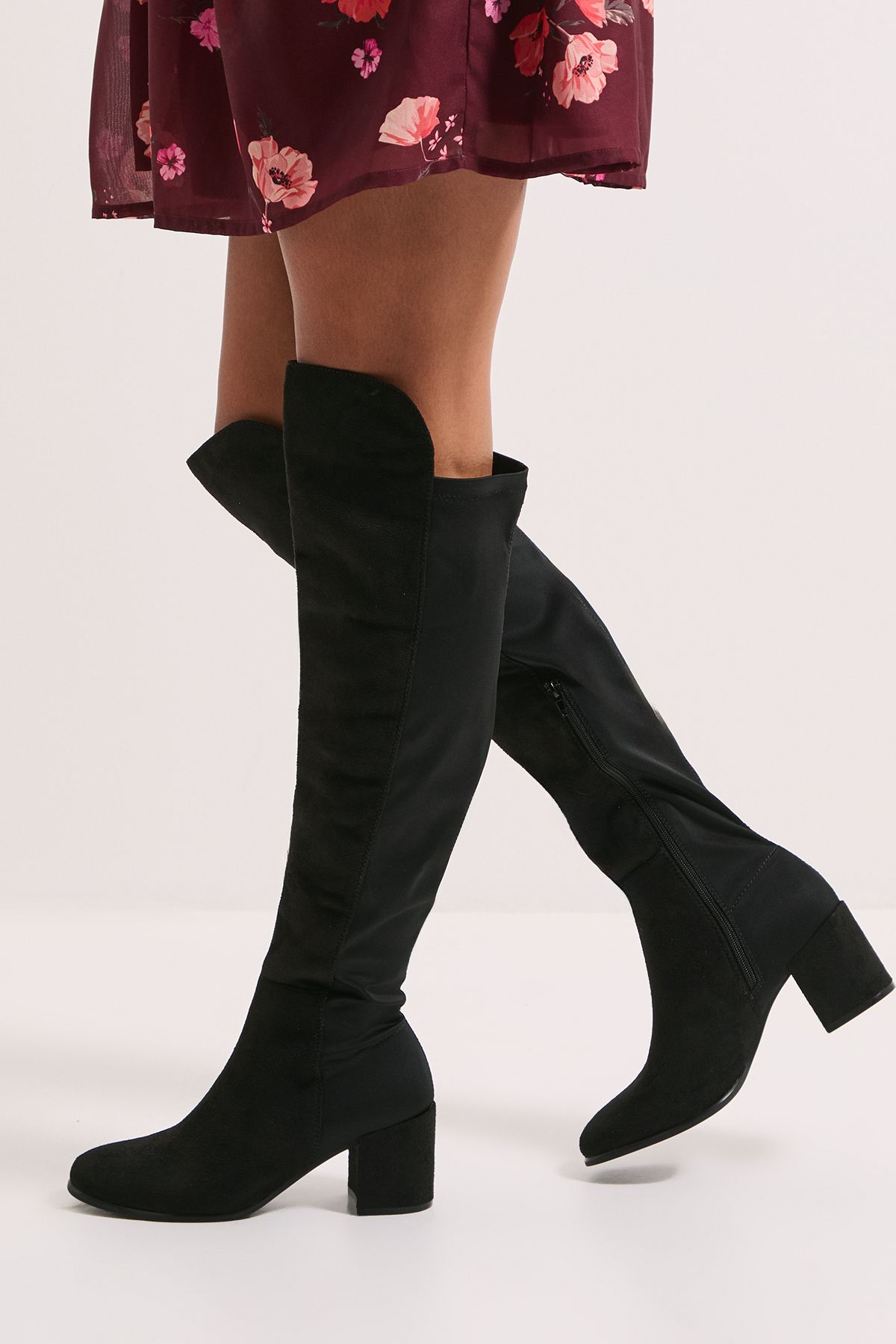 Dorothy Perkins Kelly Stretch Over The Knee Boots Natural Black image 3