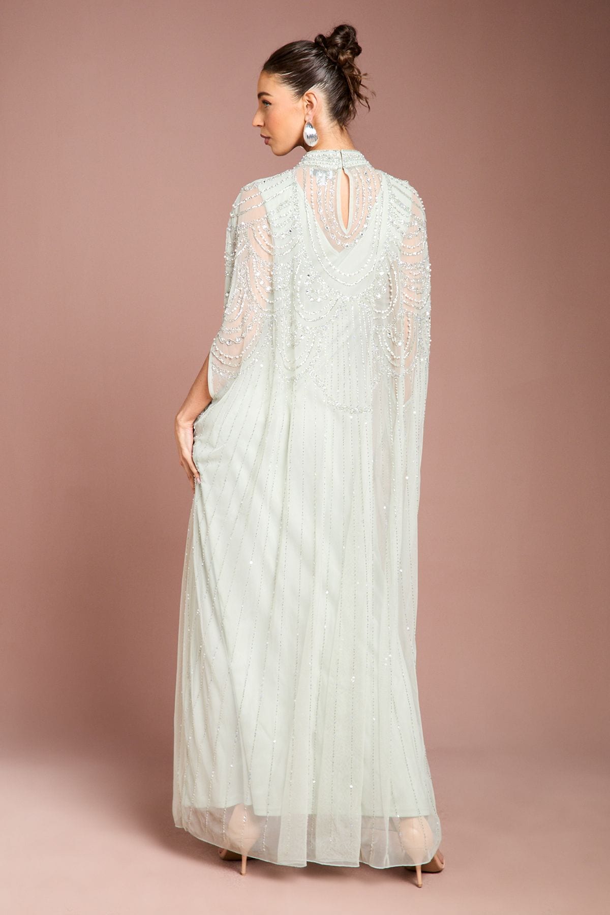 Coast Heavily Embellished Chiffon Midi Dress Sage image 3