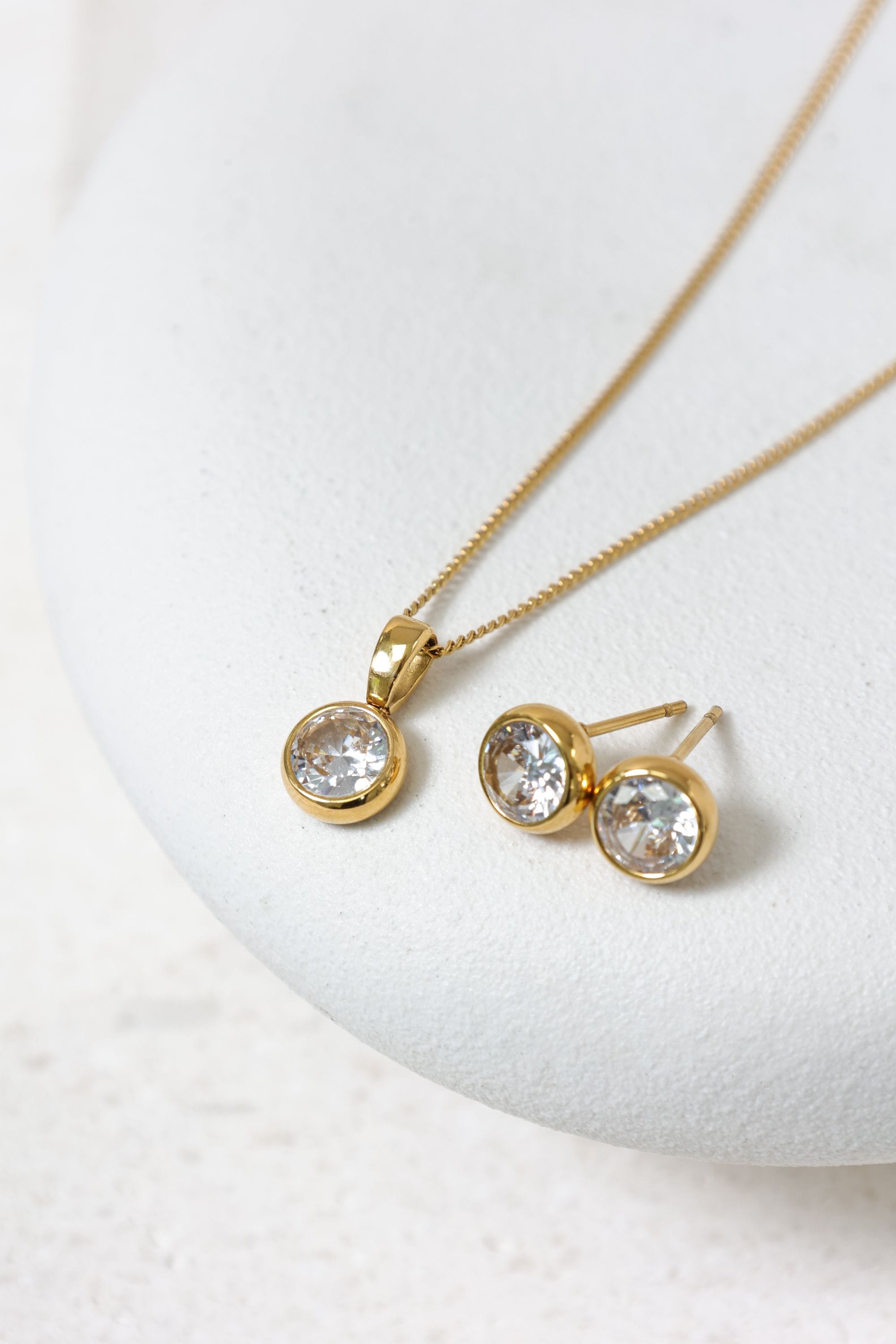 Jon Richard Waterproof Gold Plated Crystal Besel Stud Earrings image 3