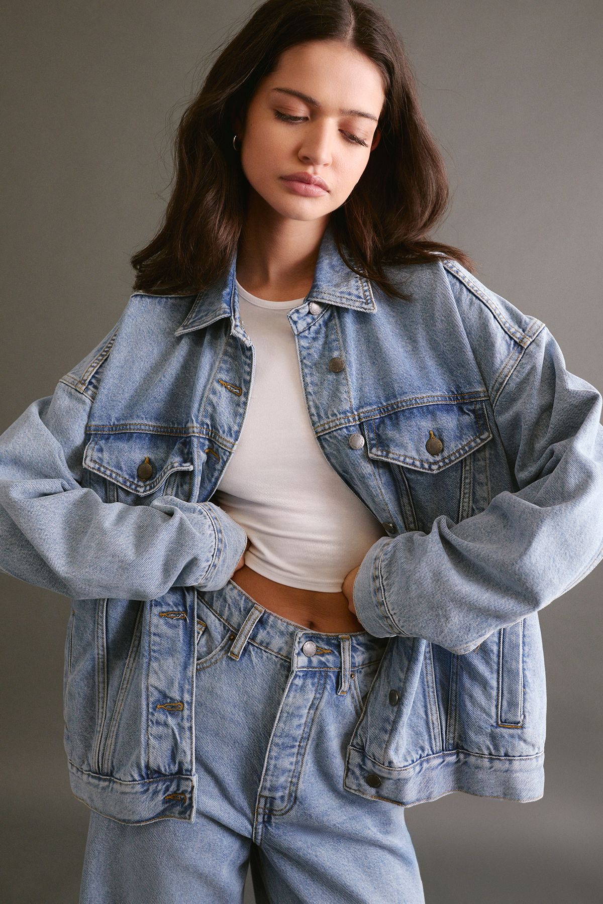 NastyGal The Oversized Denim Jacket Vintage Wash image 2