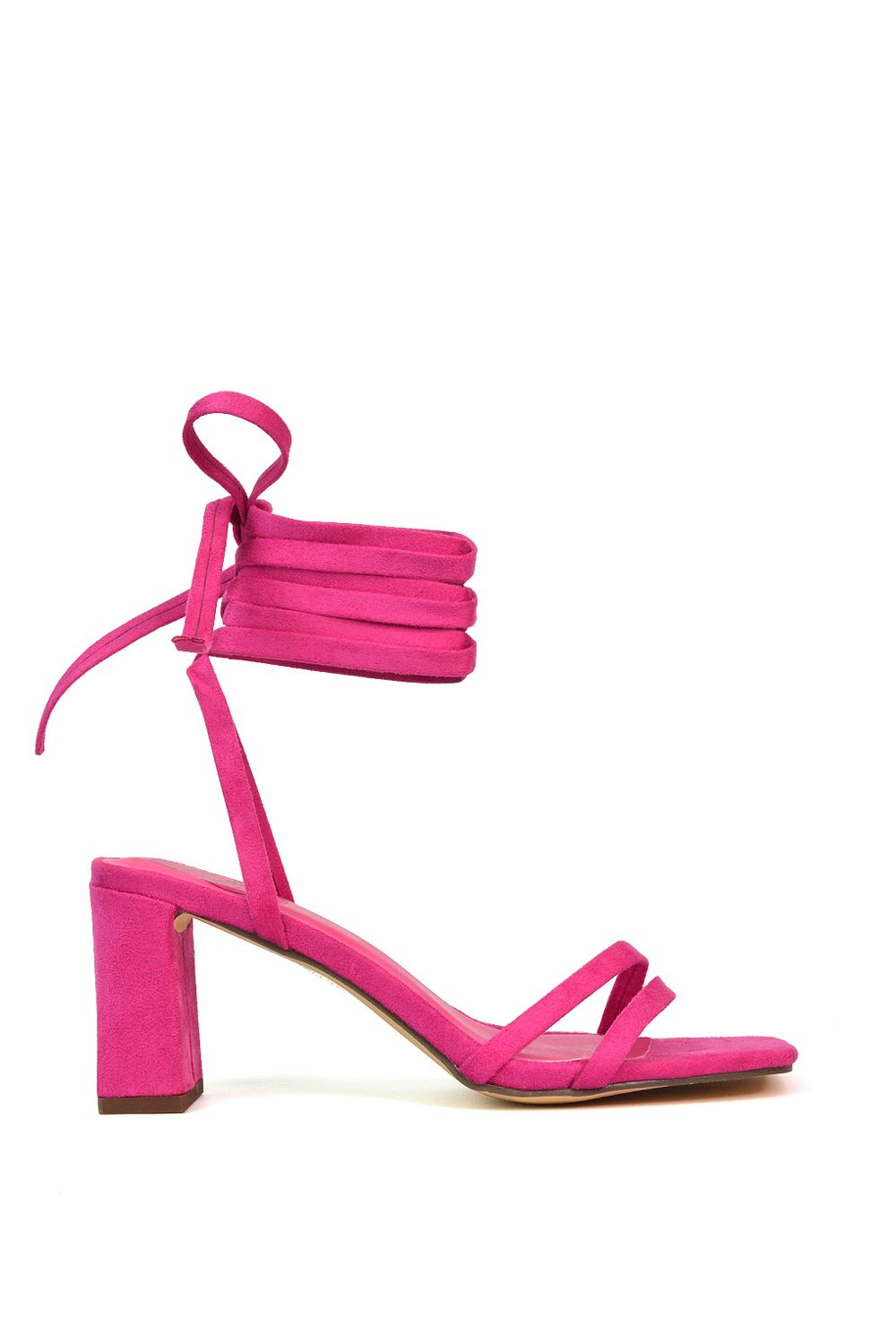 XY London 'Tanyel' Strappy Lace up Faux Suede Mid Block Heel Sandals image 1