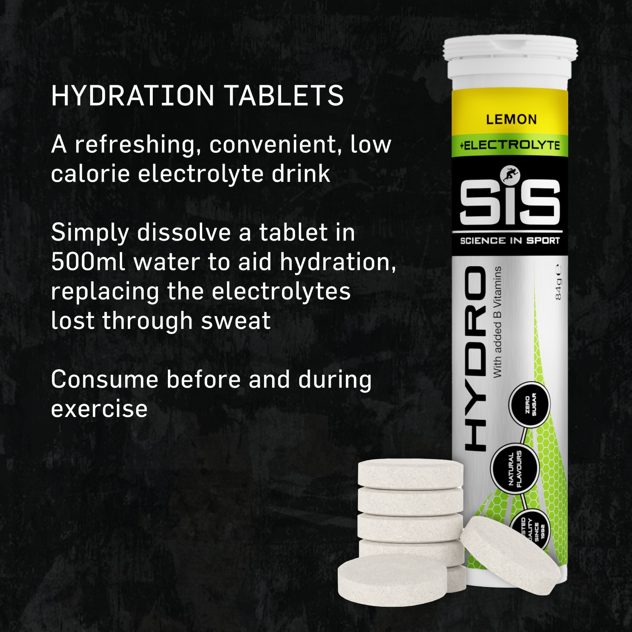 Science in Sport Science in Sport | Hydro Tablets + Electrolytes | Lemon Flavour | 20 Tablets image 2