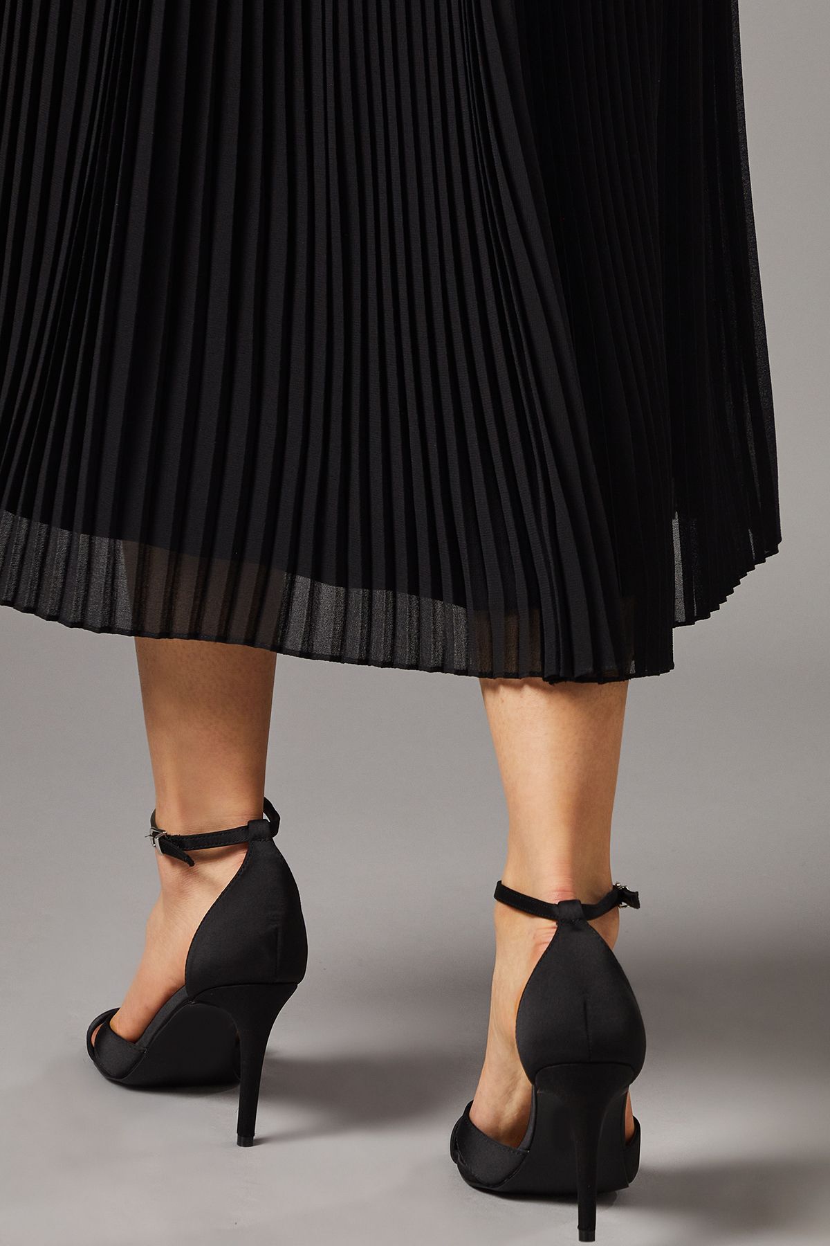 Coast Cadenza Satin Cross Strap High Stiletto Heel Sandals Black image 4