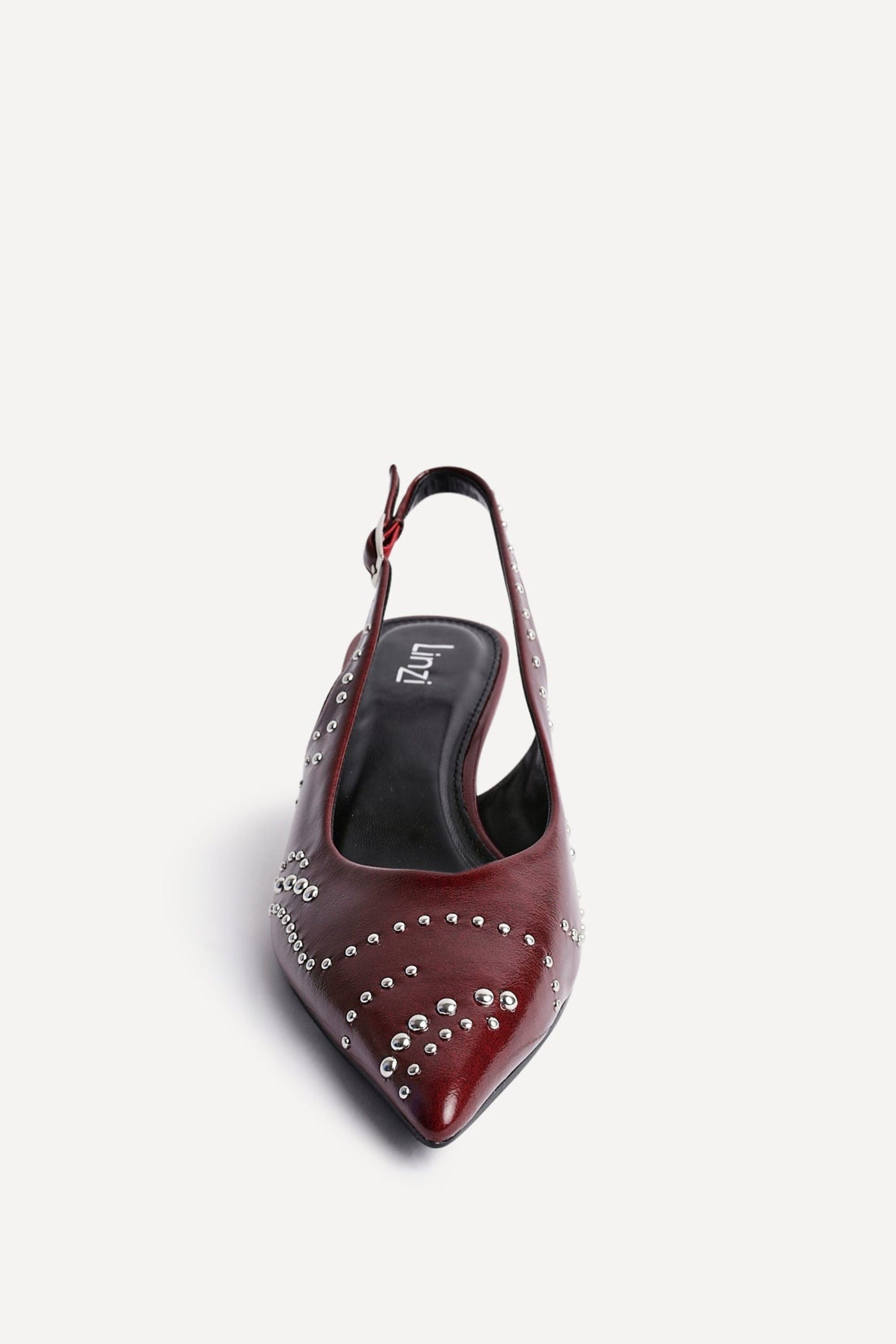 Linzi Crave Burgundy Faux Leather Studded Kitten Heels image 4