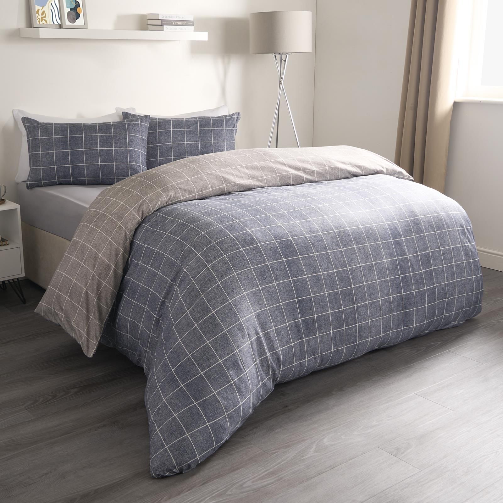 OHS Check Duvet Cover Bedding Set Quilt Pillowcase image 2