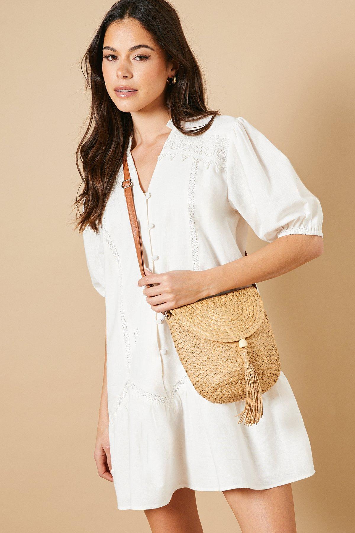 Oasis Savannah Rattan Detail Crossbody Bag Neutral image 2