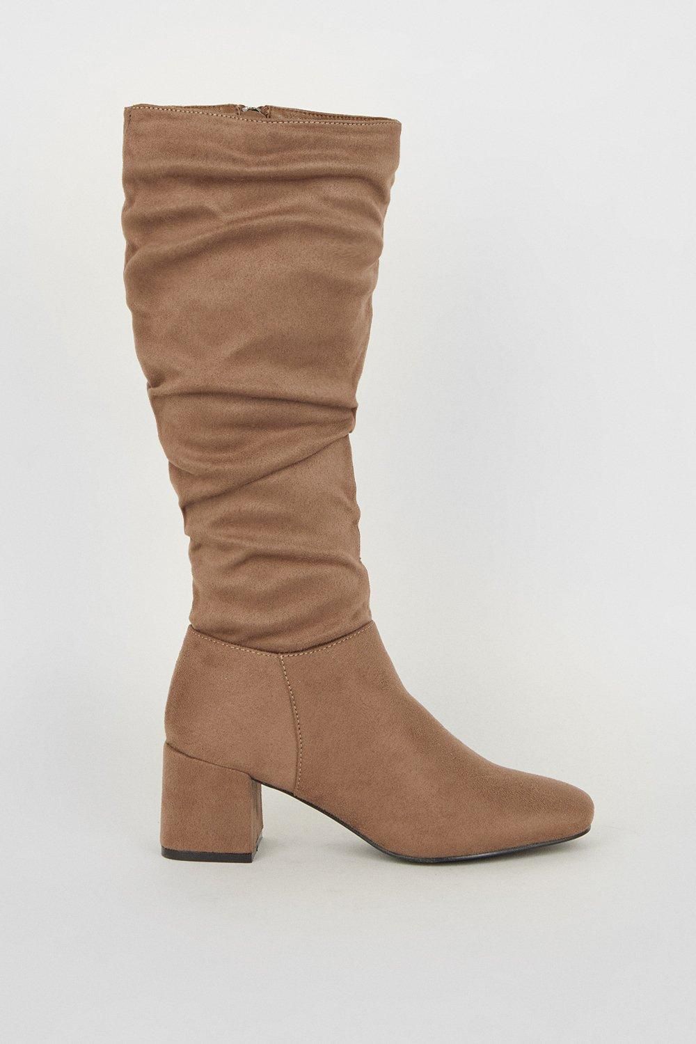 Dorothy Perkins Kaya Ruched Knee High Boots Taupe image 2