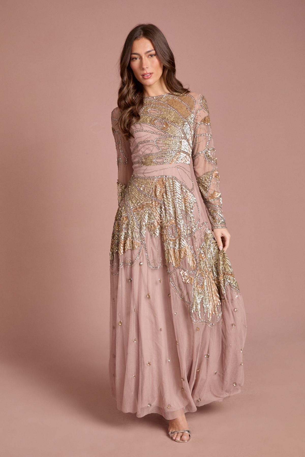 Coast Premium Hand Embellished Maxi Dress Blush