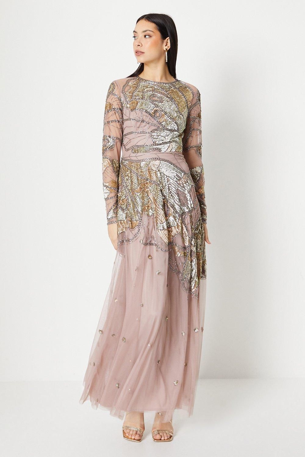 Coast Premium Hand Embellished Maxi Dress Blush image 1
