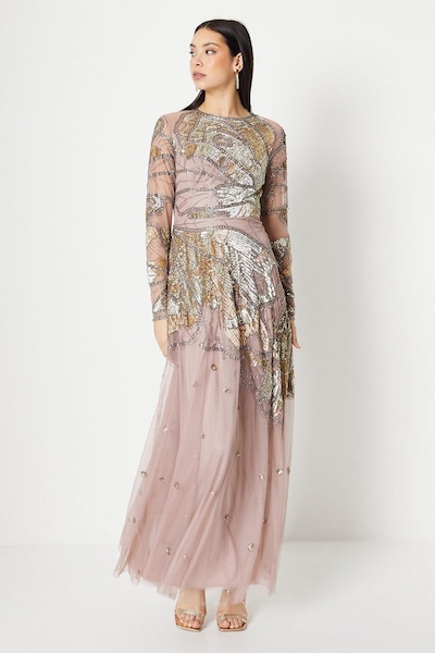 Coast Premium Hand Embellished Maxi Dress Blush