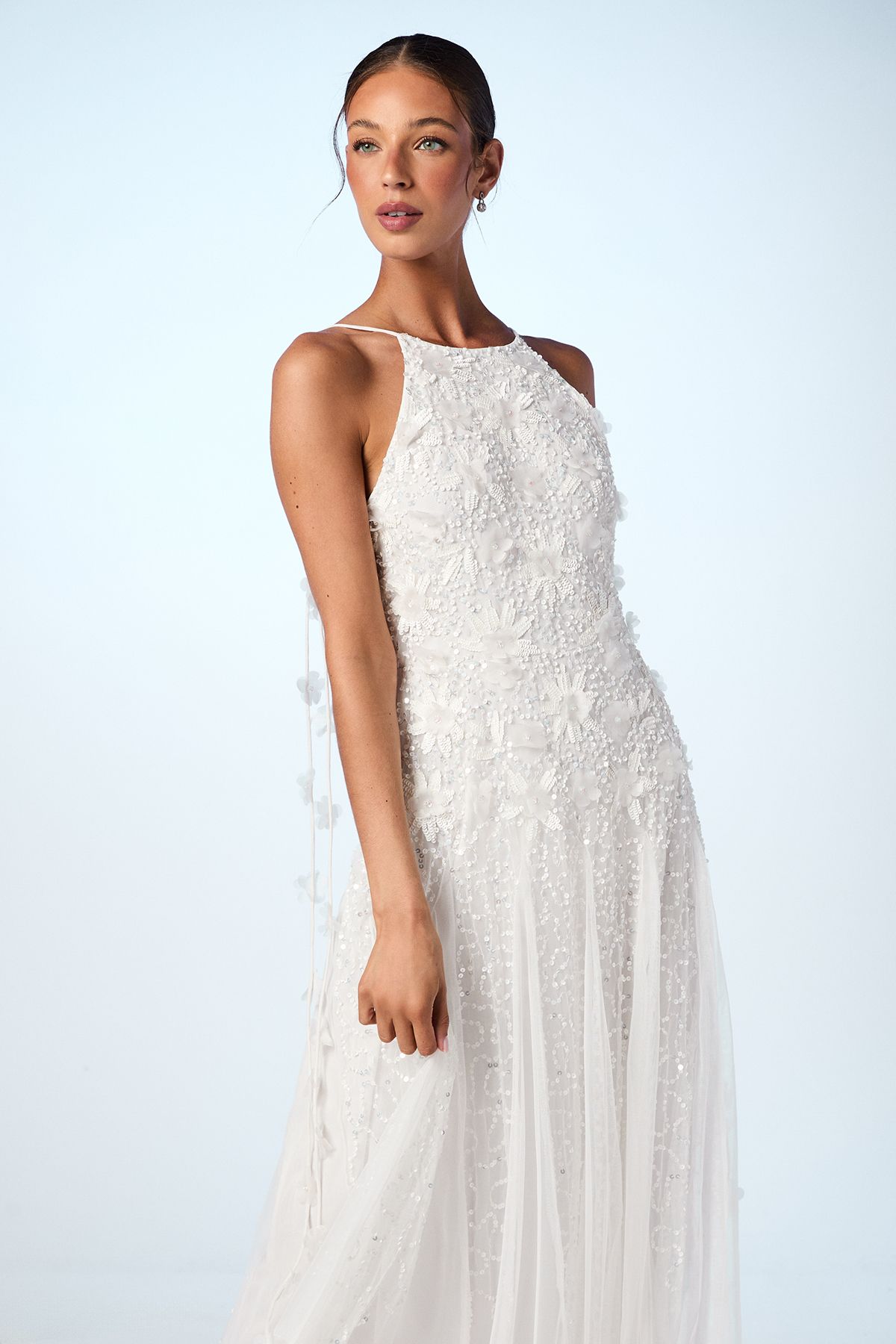 Coast Floral Embellished Tulle Wedding Dress Ivory image 4