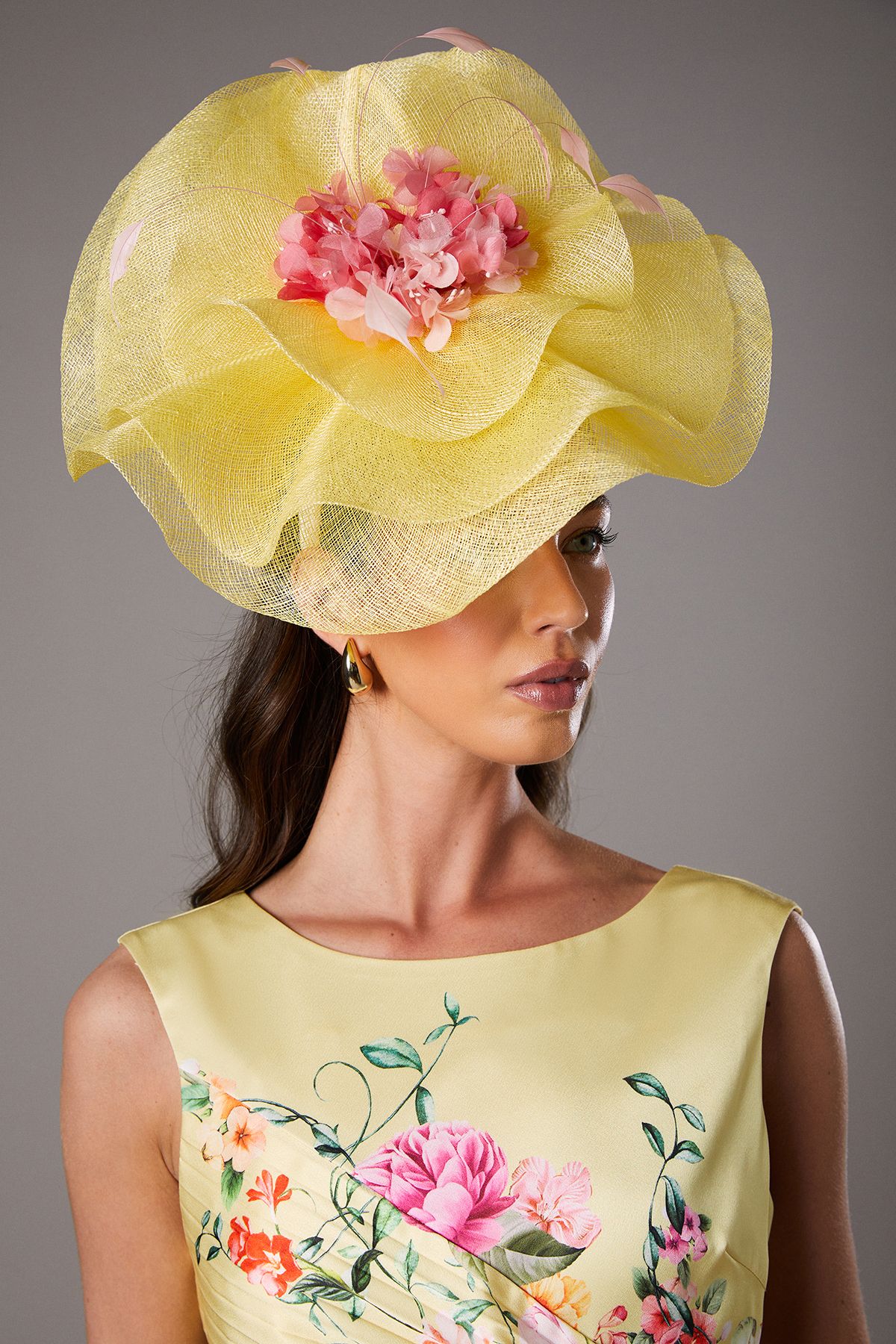 Coast Lisa Tan Double Layered Flower And Feather Fascinator Lemon image 1
