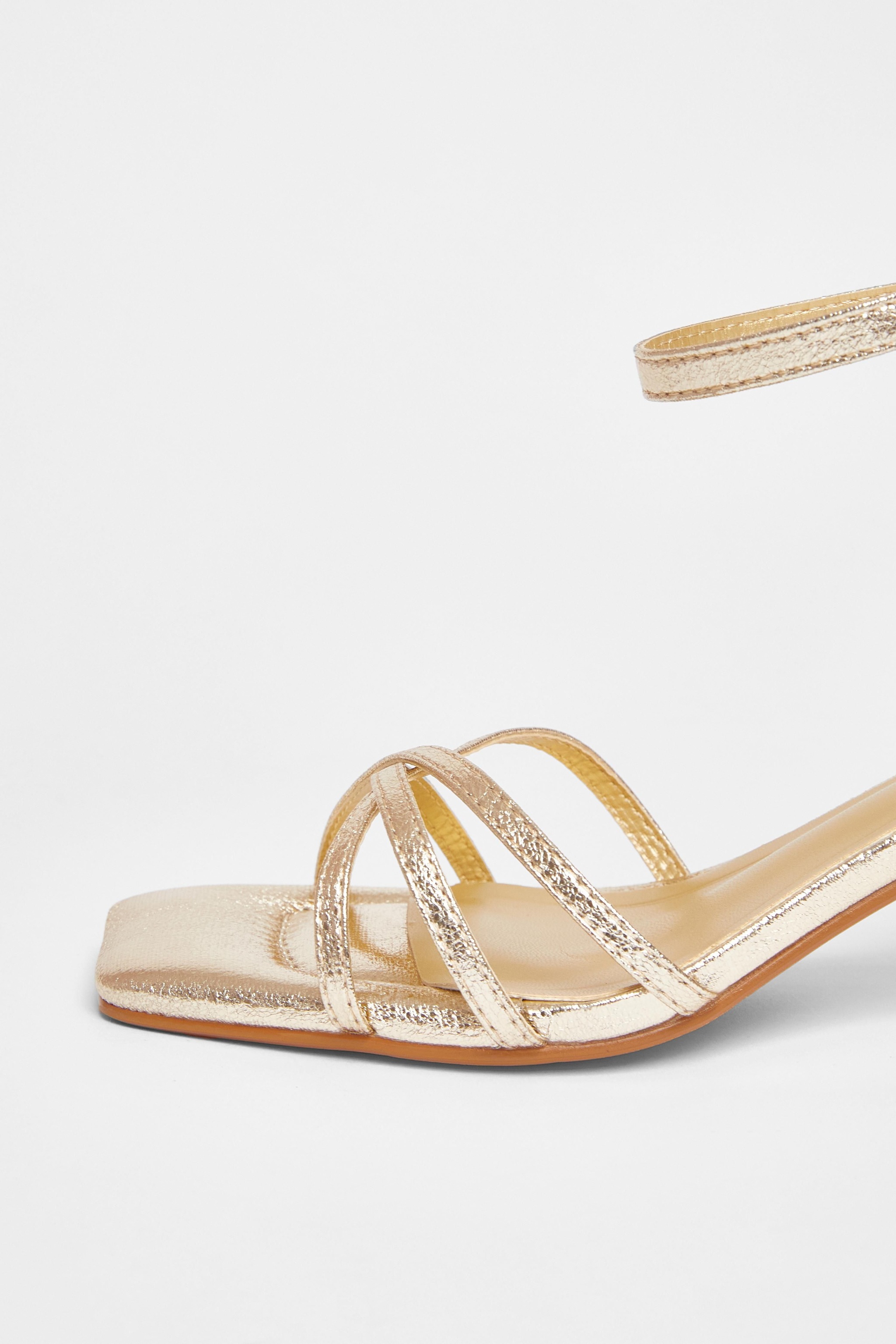 Quiz Gold Wide Fit Strappy Block Heels image 4