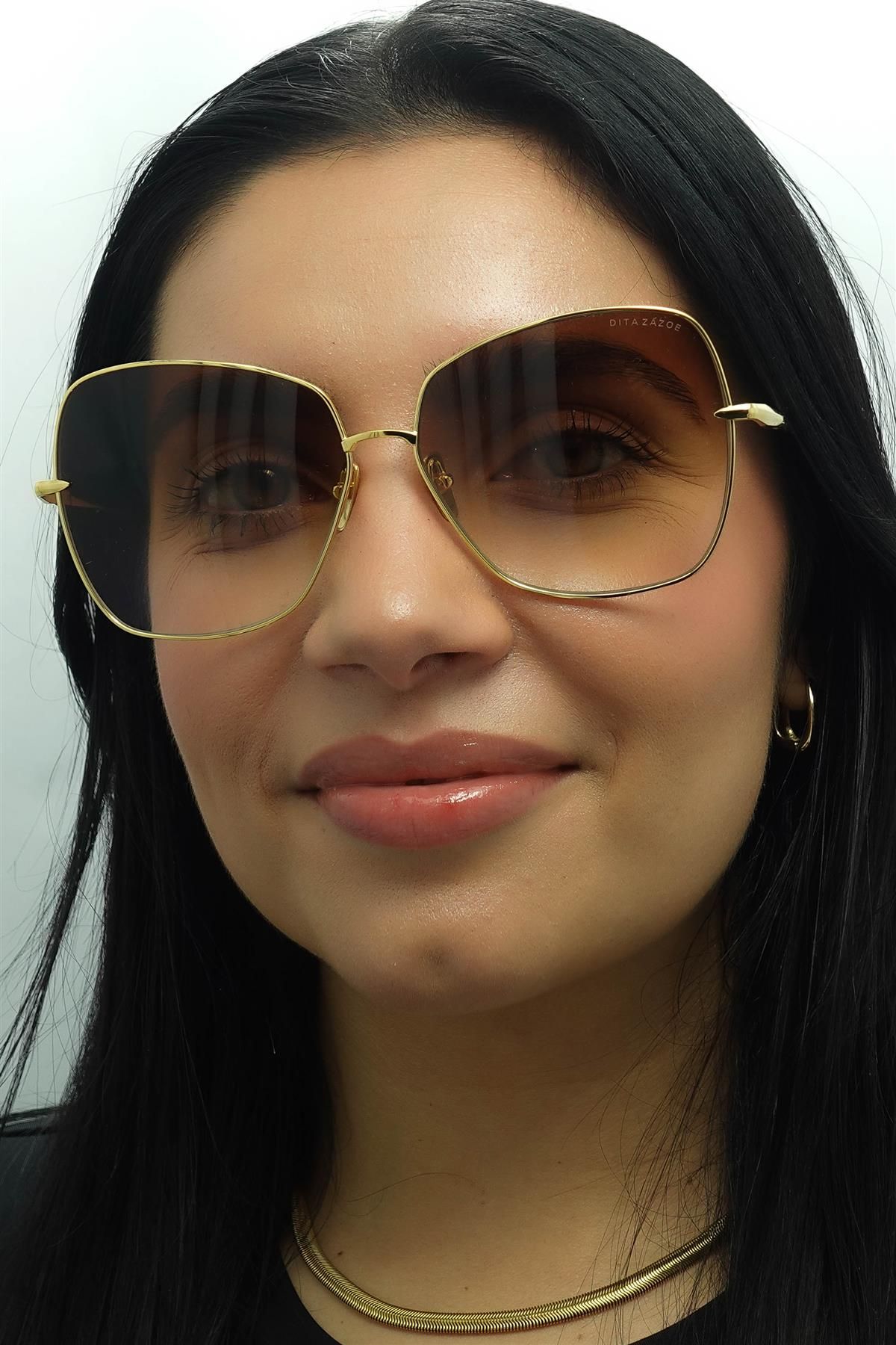 Dita Cat Eye Yellow Gold Dark Brown to Clear Gradient Zazoe image 6