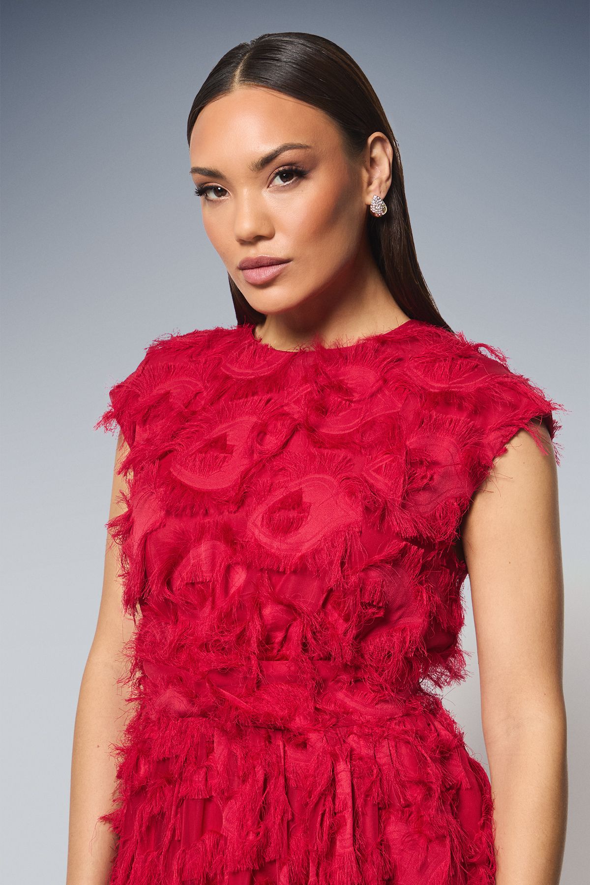 Principles Fit & Flare Textured Jacquard Midi Dress Berry image 3