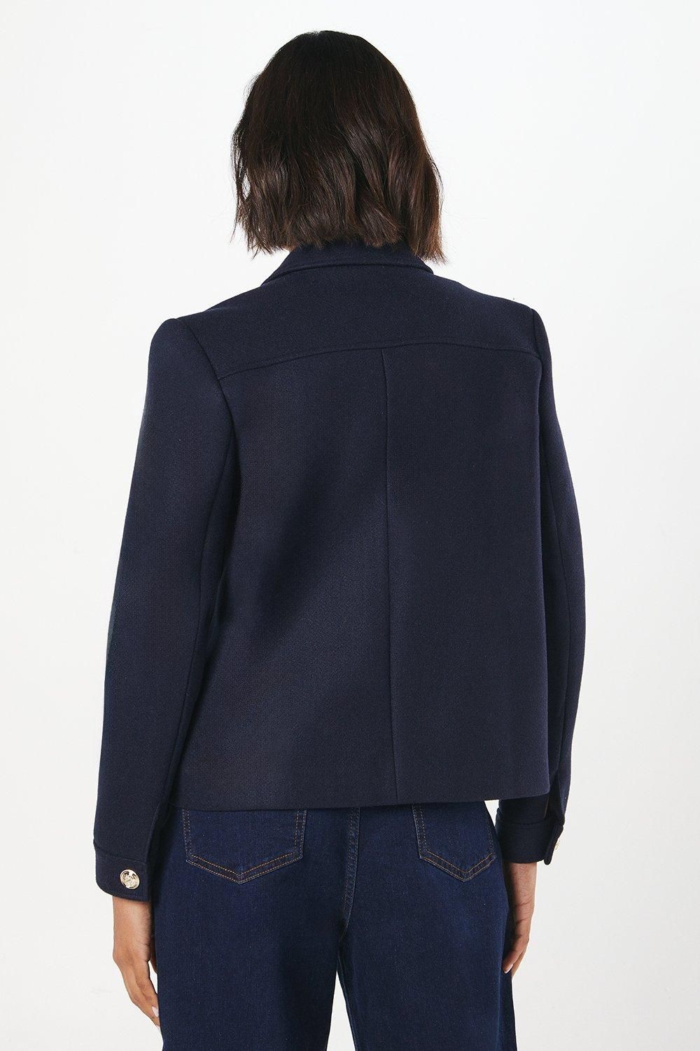 Dorothy Perkins Military Button Wool Short Jacket Navy image 3
