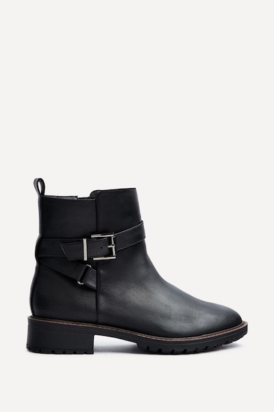 Linzi Edie Wide Fit Black Nubuck Ankle Boot