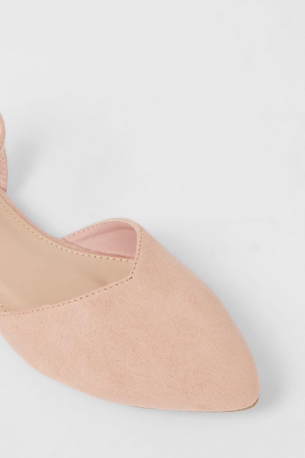 Dorothy Perkins Poppy Pointed Ankle Strap Ballet Pumps Blush image 4