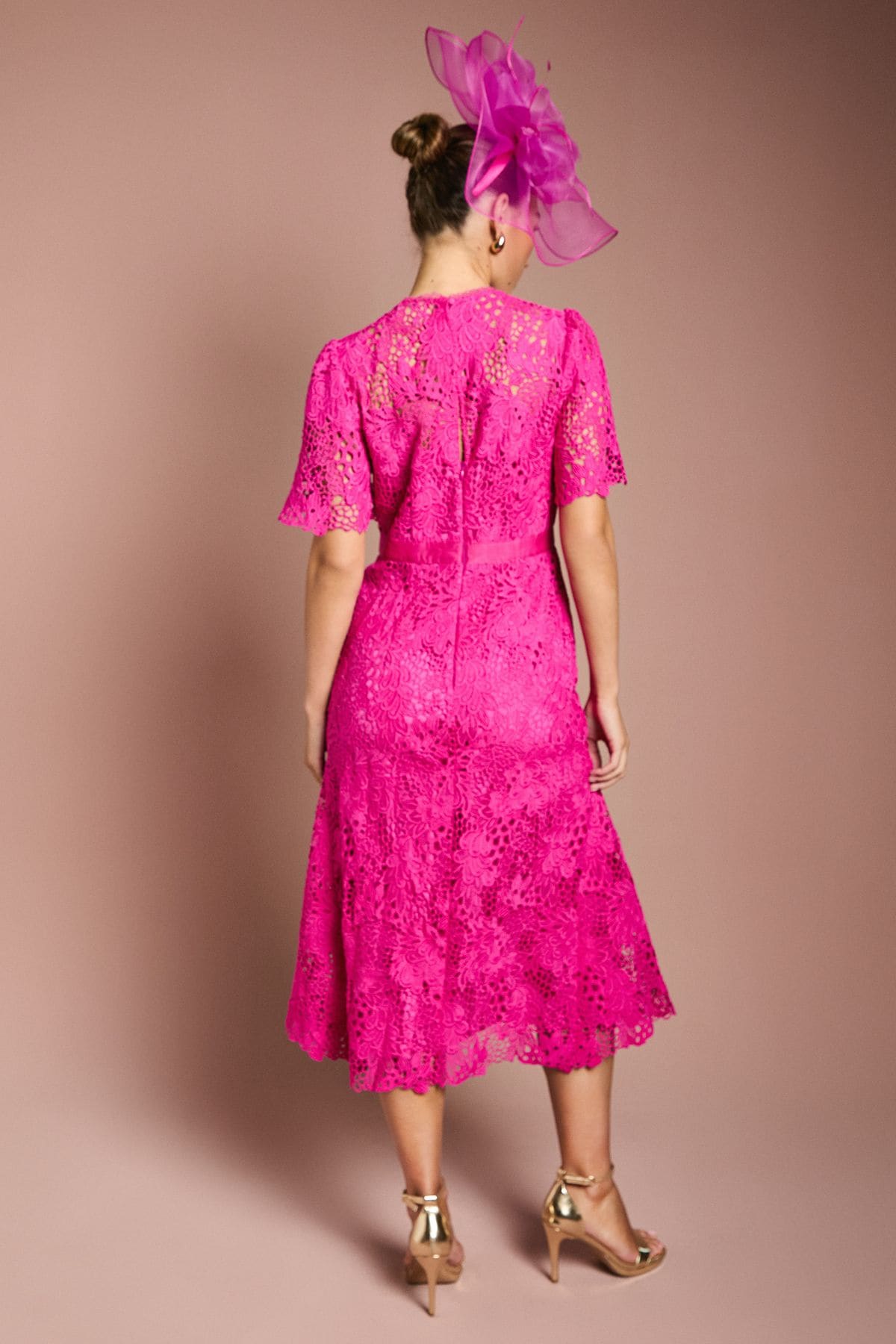 Coast Lace Midi Dress With Bow Belt Berry image 3