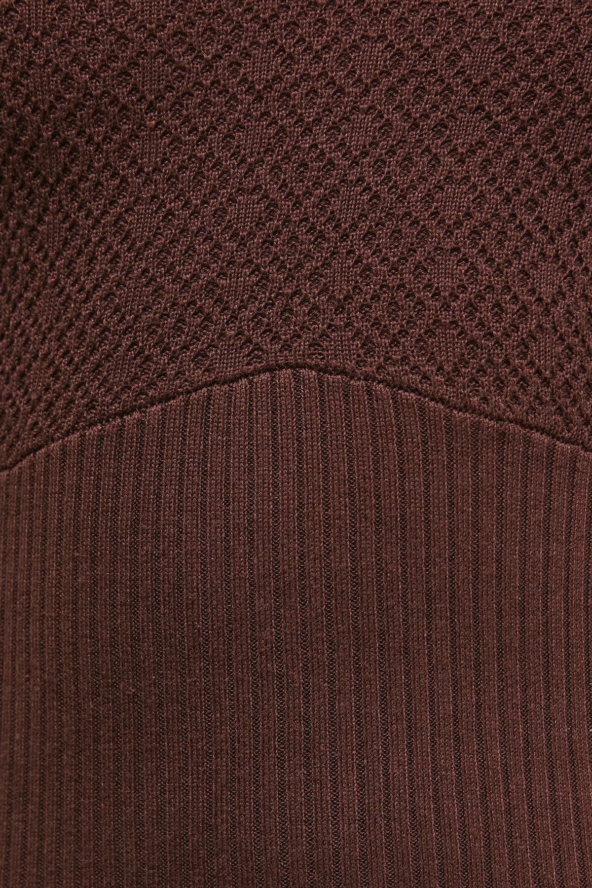 Oasis Scallop Neck Knitted Midi Dress Chocolate image 5