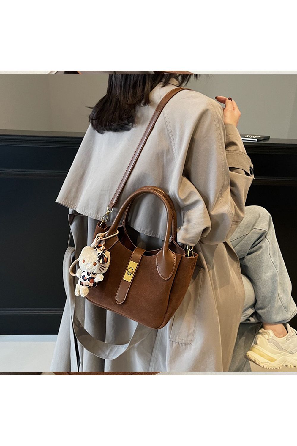 XY London 'Elisie' Mini Tote Crossbody Handbag with Plush Charm image 2