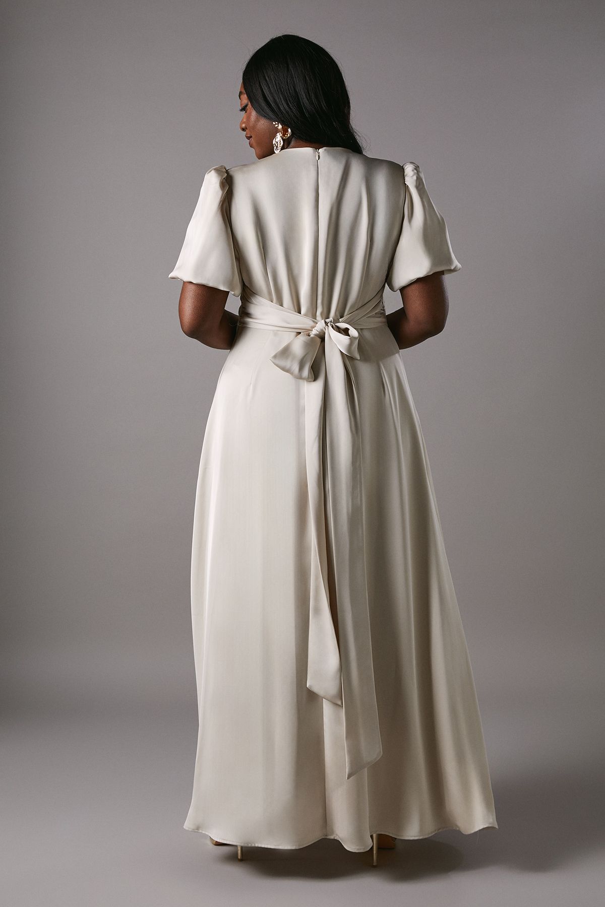 Coast Plus Size Puff Sleeve A Line Skirt Bridesmaid Dress Champagne image 4