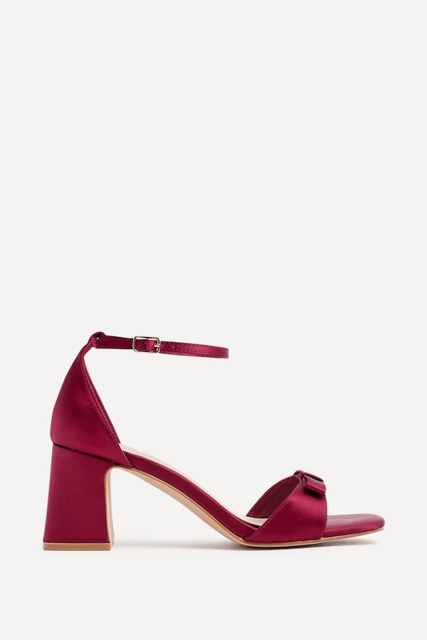 Linzi Orena Red Satin Block Heel