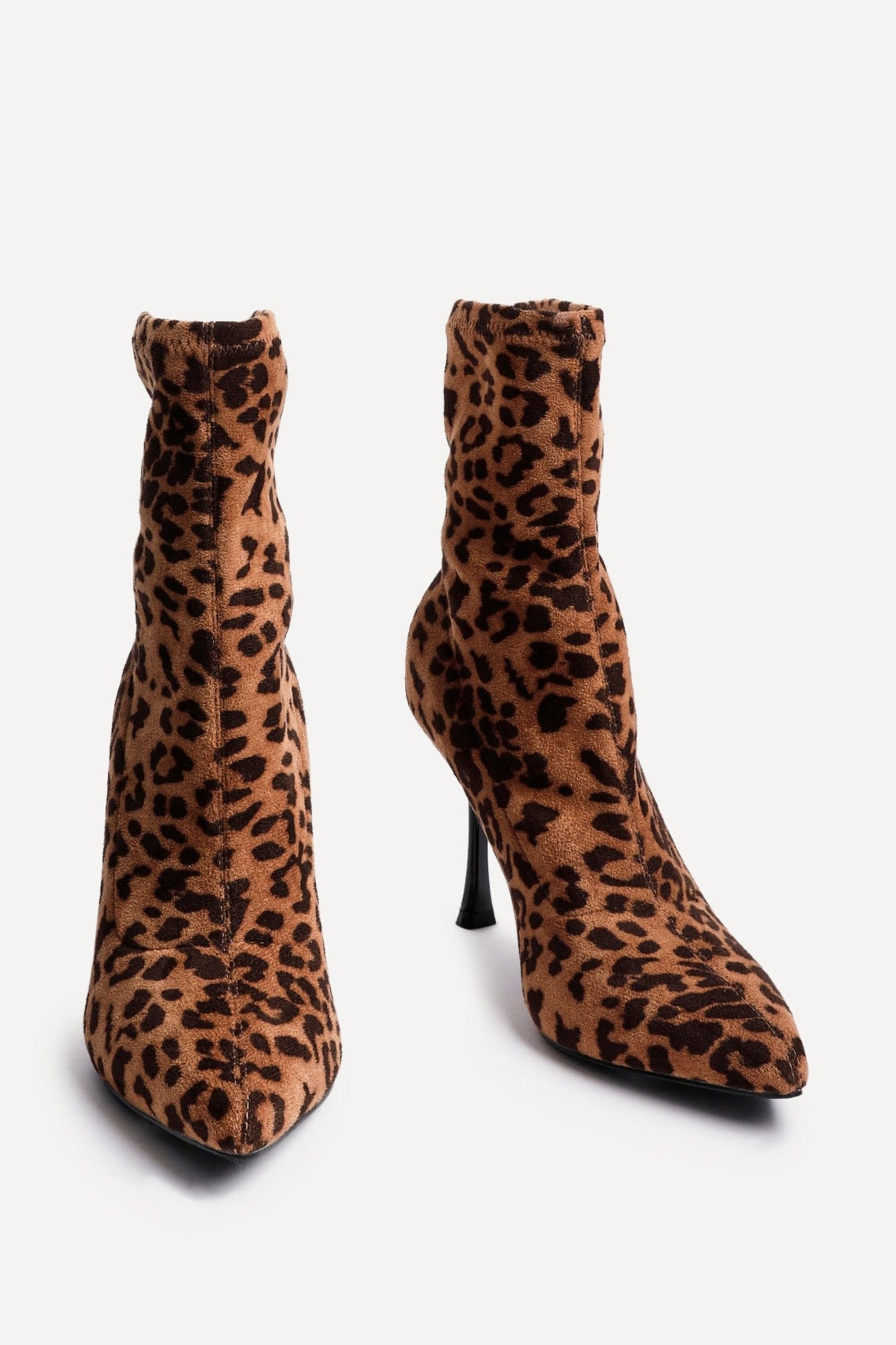 Linzi Pantha Leopard Print Ankle Sock Boot image 3