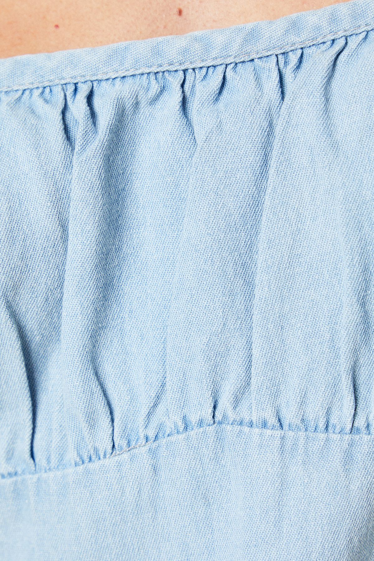 Dorothy Perkins Petite Chambray Bust Detail Midi Dress Light Wash image 5