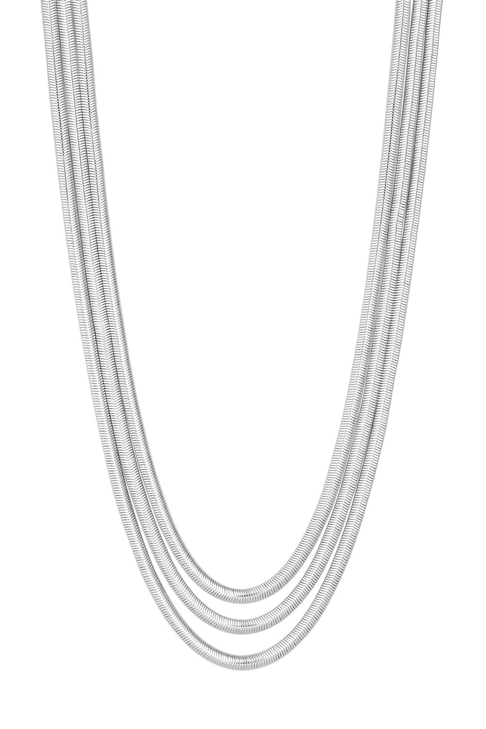 Inicio Recycled Sterling Silver Plated Multi Row Snake Chain Necklace - Gift Pouch image 1