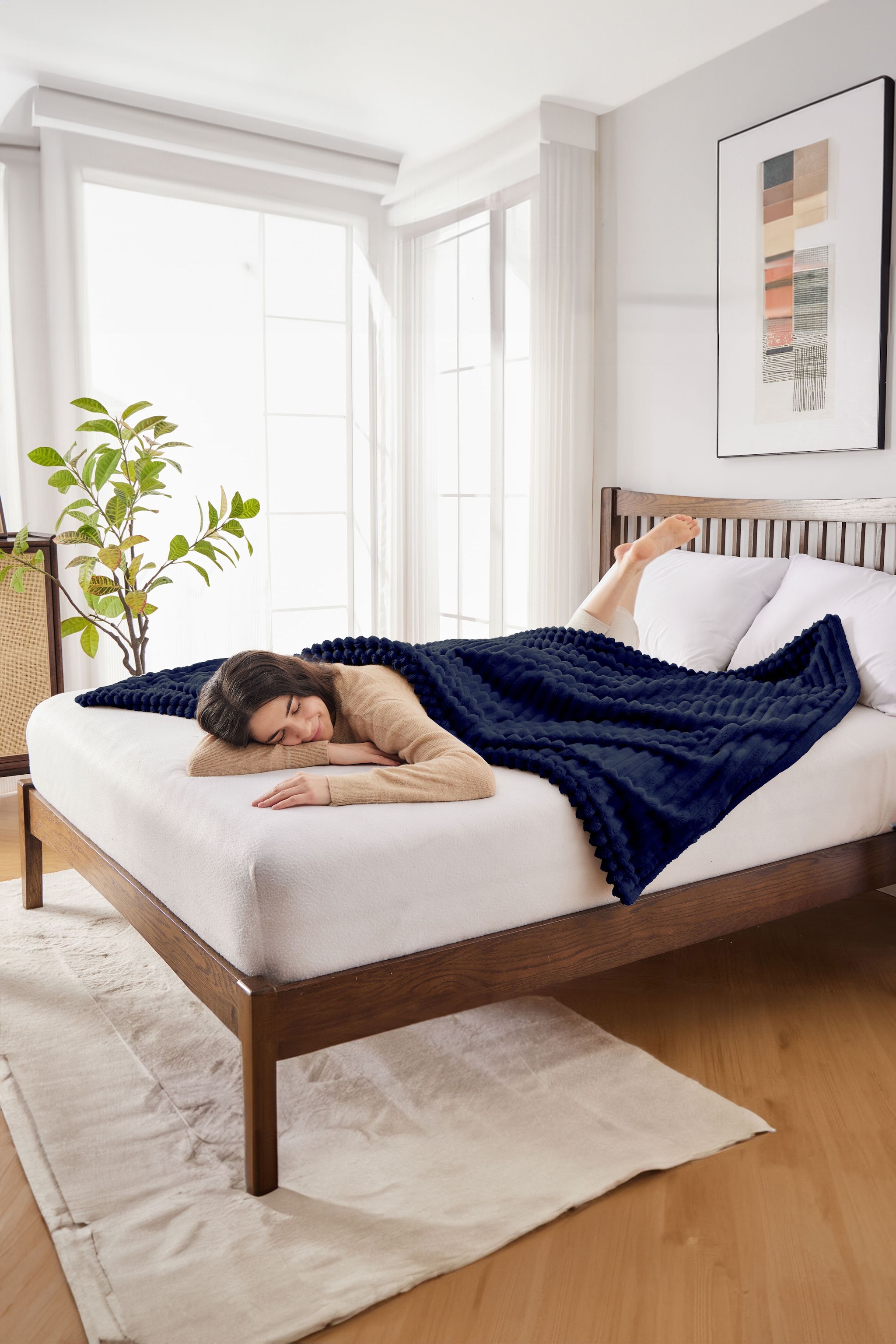 Neo Waffle Shaped Electric Blanket Heated Fleece Overblanket Throw Machine Washable Remote Timer Control Heat Settings image 2