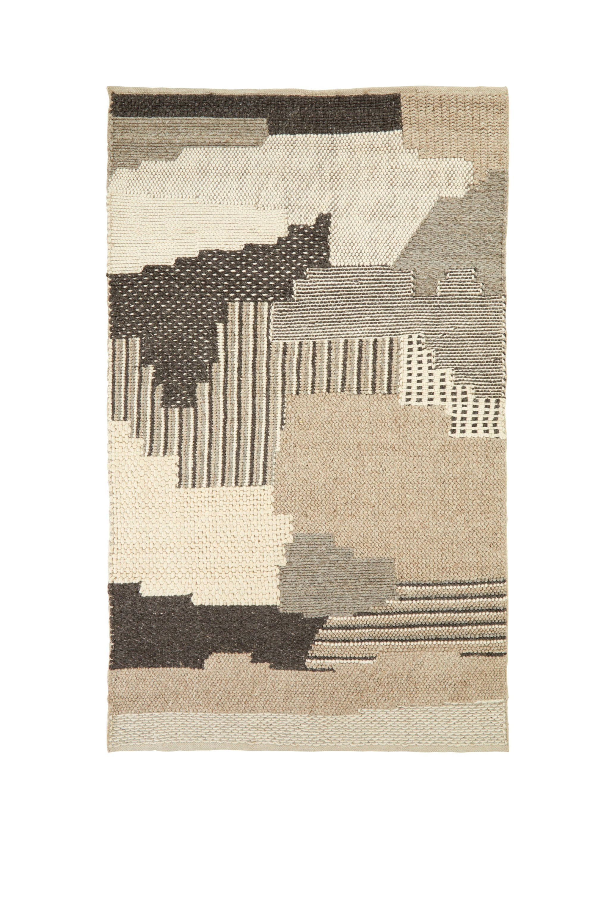 Orsina Large Handcrafted Patchwork Rug, Muted Colour Tribal-Inspired Area Rug, Soft Wool & Cotton Blend Rug image 4