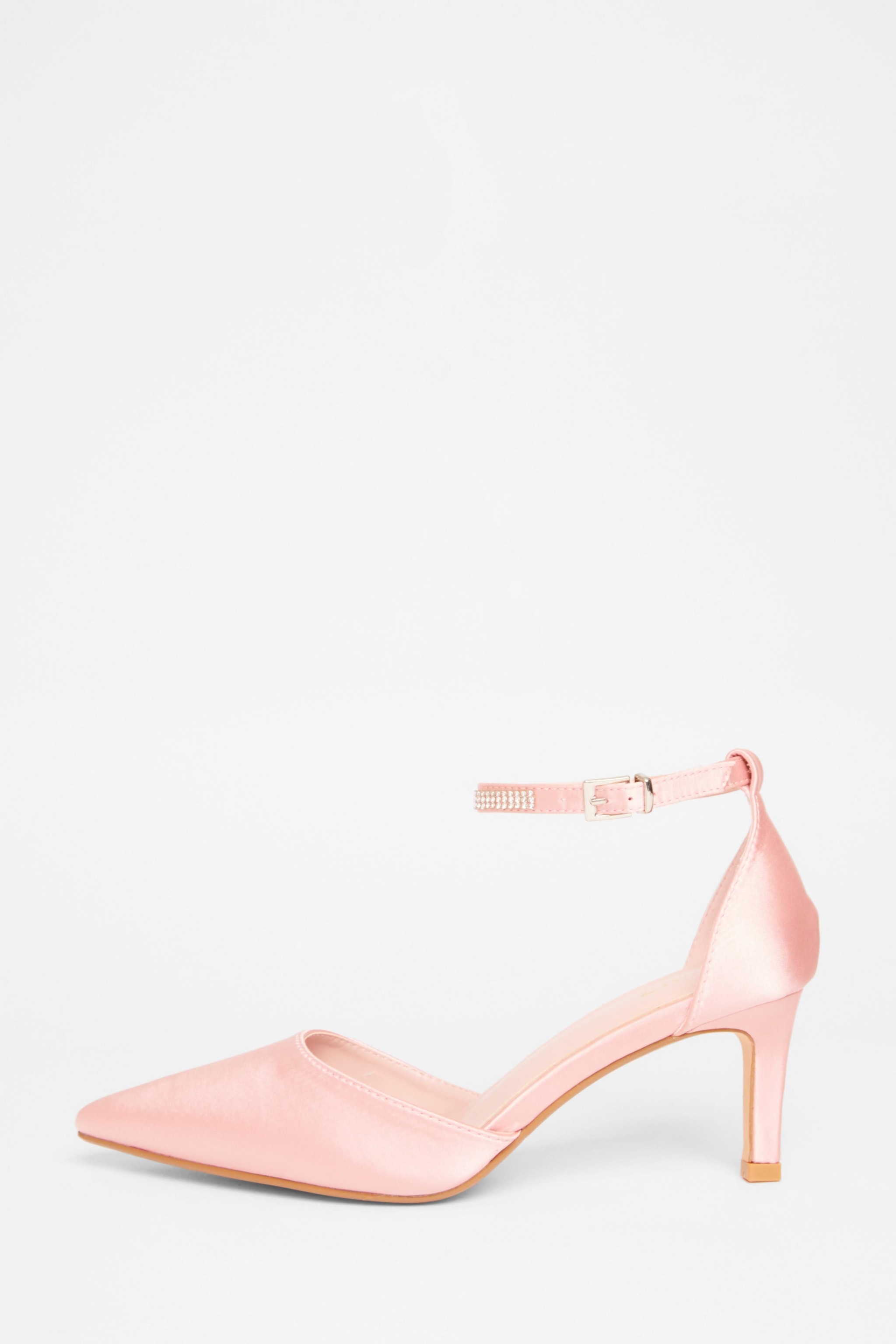 Quiz Pink Diamante Strap Court Heels image 3