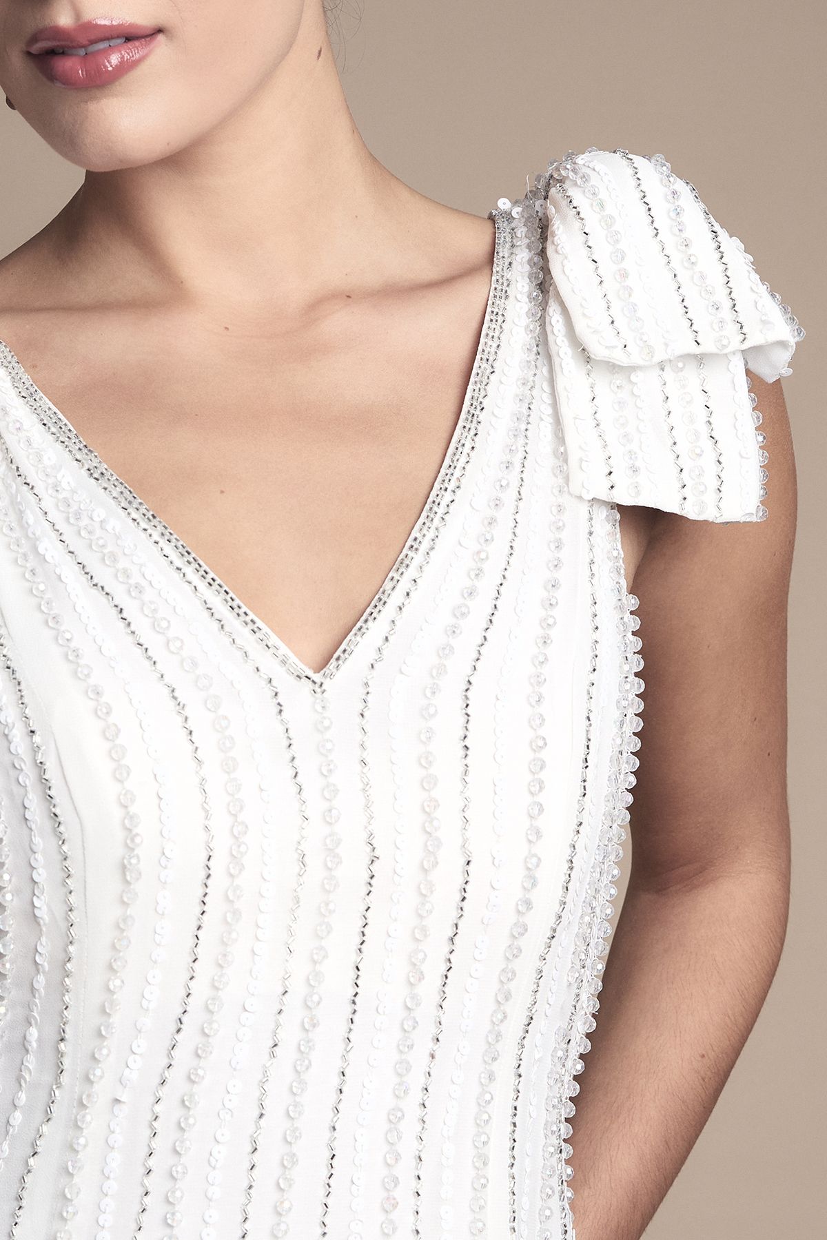 Coast Bow Shoulder Embellished Midi Wedding Dress Ivory image 5