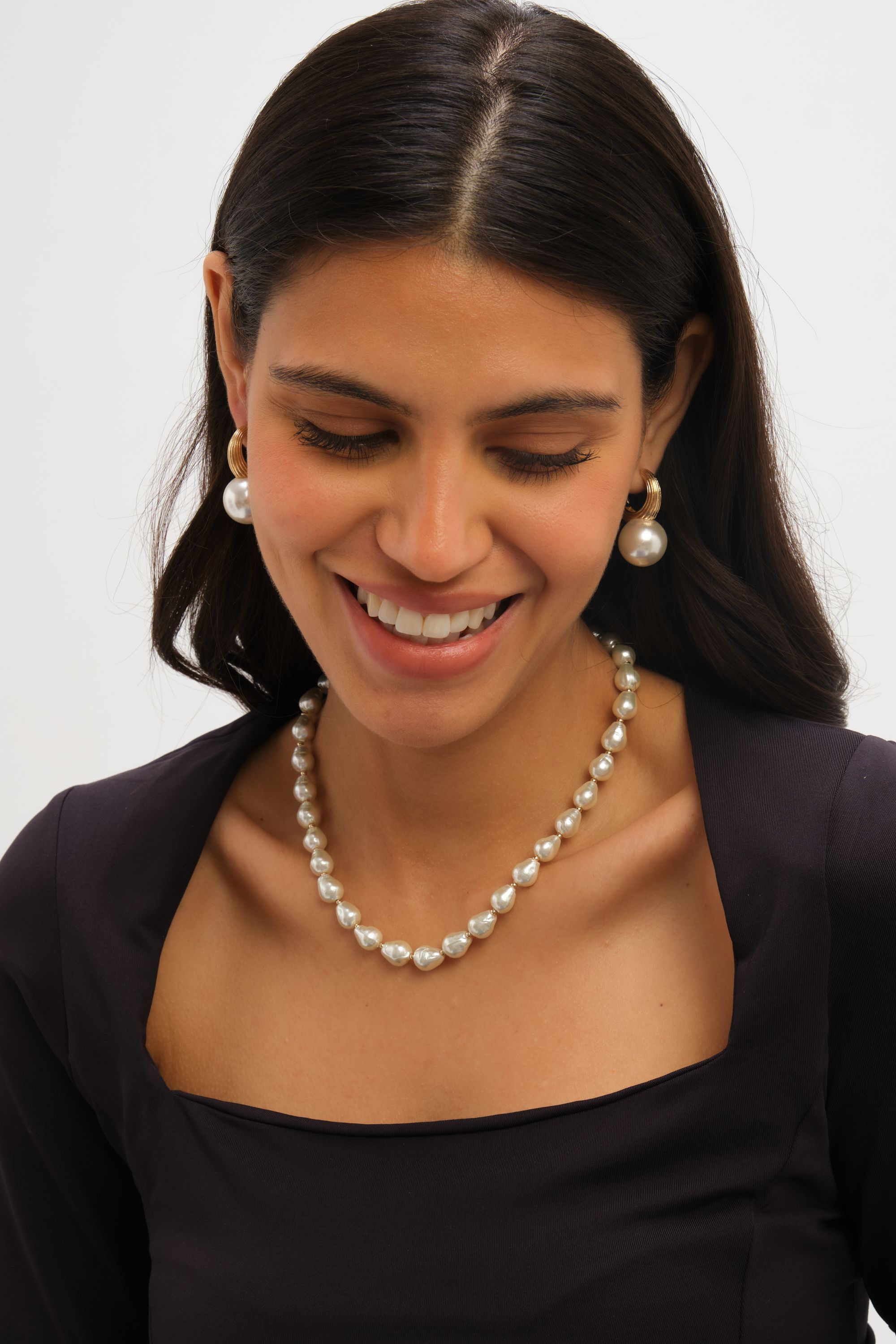 Jon Richard Ridge Hoop And Pearl Statement Earrings image 2