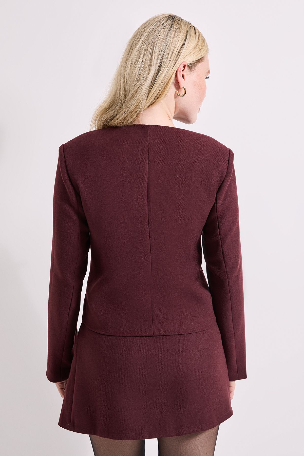 Dorothy Perkins Collarless Jacket Burgundy image 3