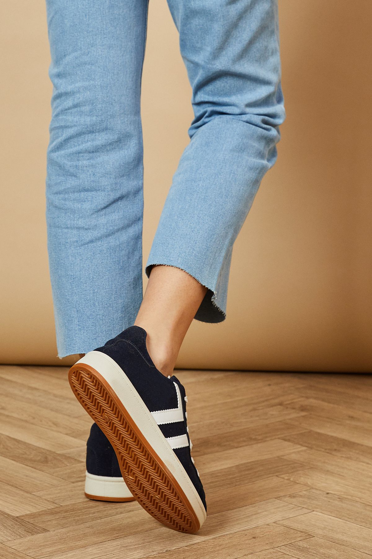 Oasis Leocadia Faux Suede Lace Up Trainers Navy image 4