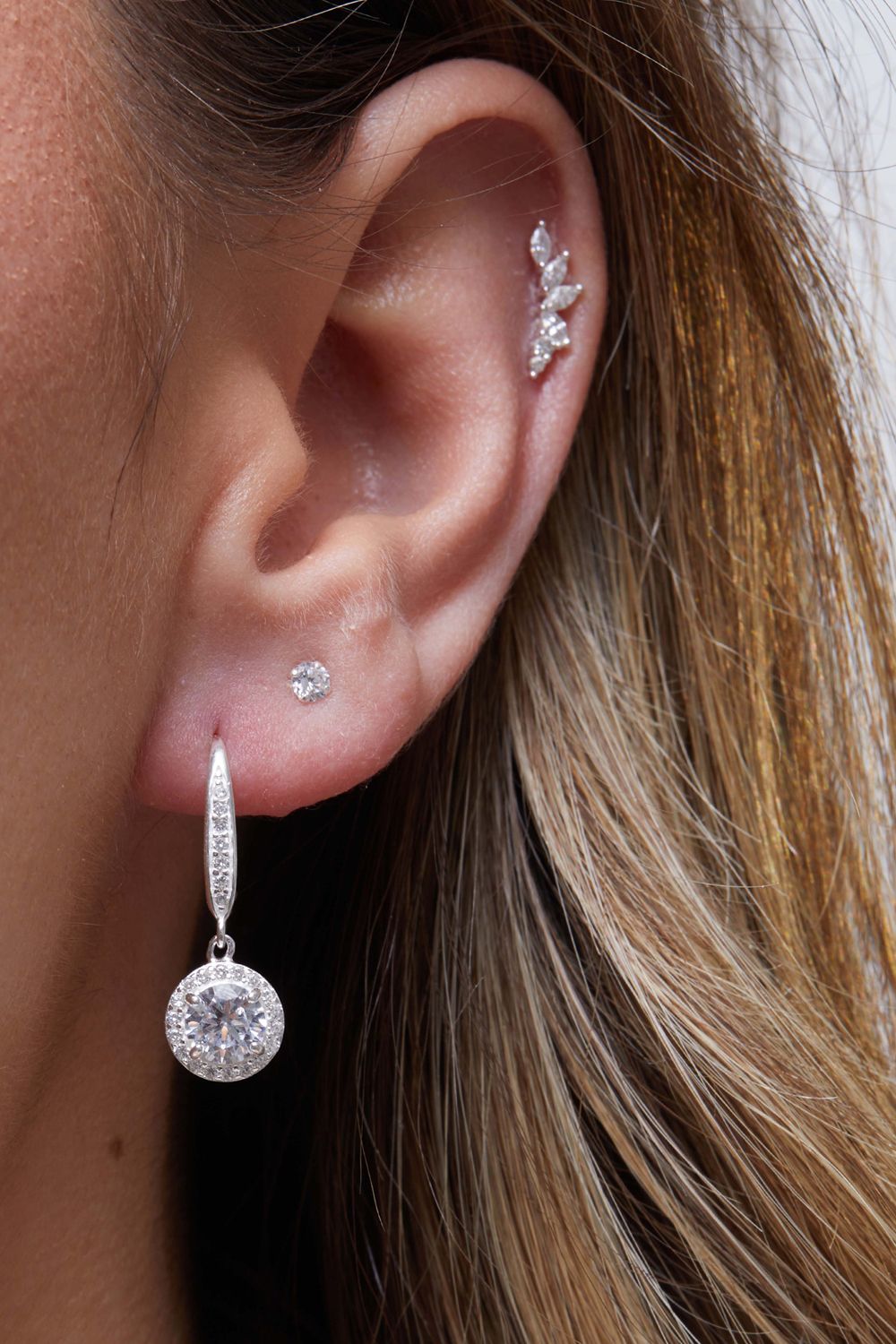 Simply Silver Sterling Silver 925 Halo Drop Earring Earrings image 2