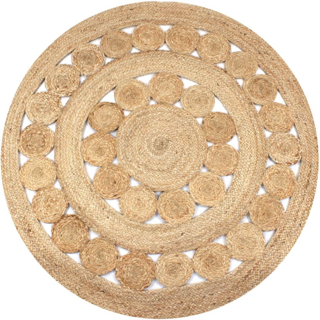 Berkfield Home Area Rug Braided Design Jute 120 cm Round image 1