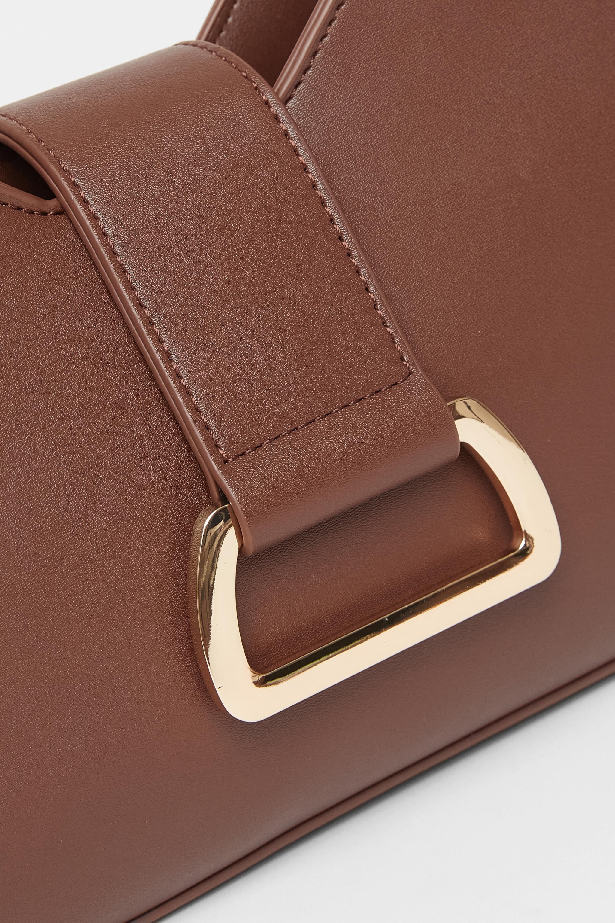 Quiz Brown Faux Leather Buckle Shoulder Bag image 5