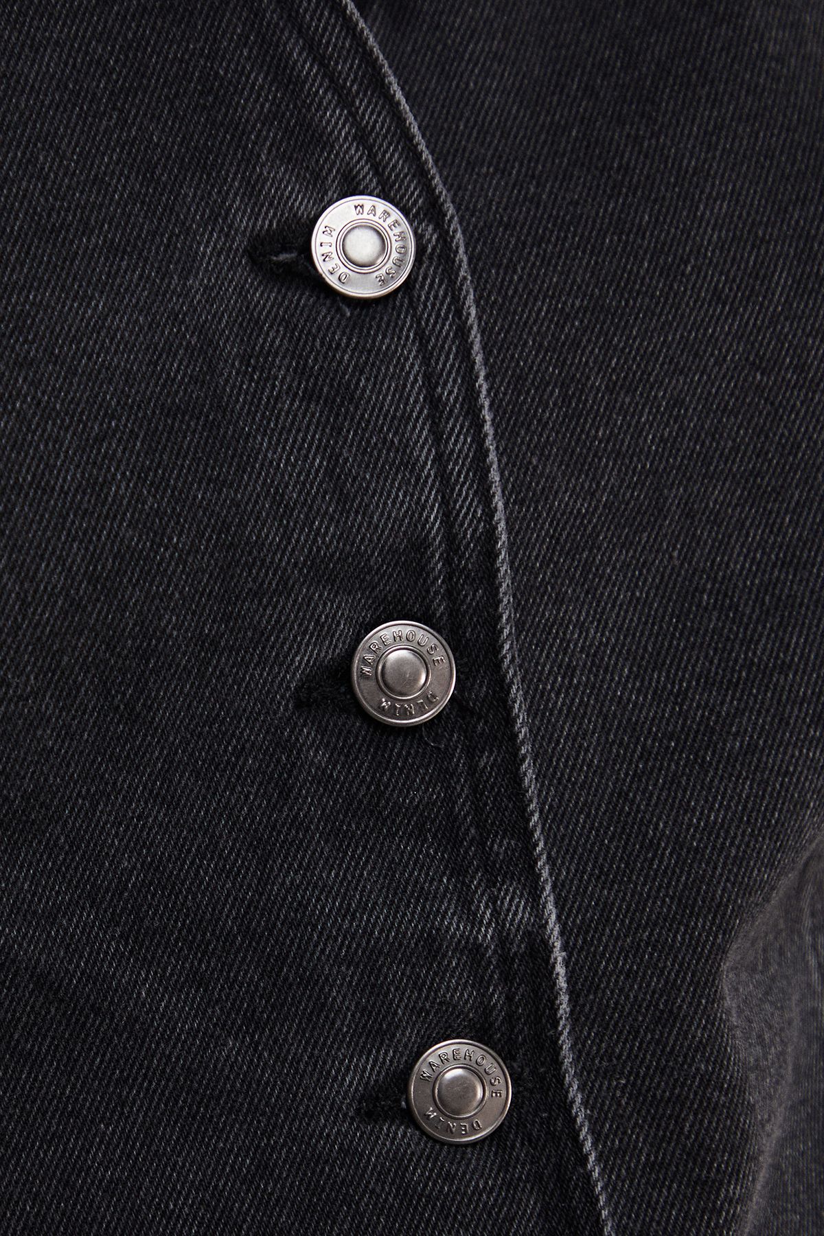 Warehouse Balloon Sleeve Nipped Waist Denim Jacket Washed Black image 5